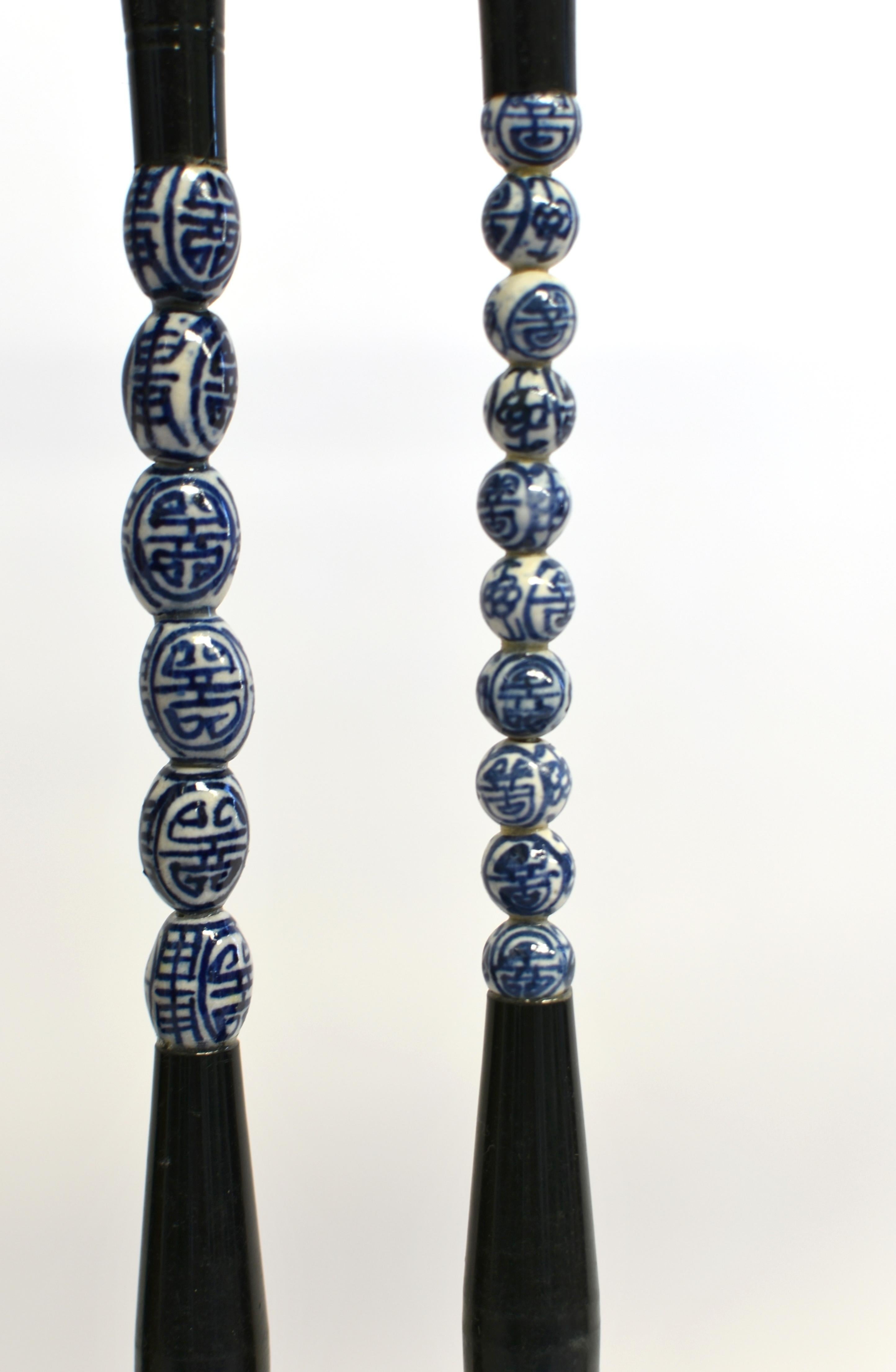 Ensemble de 3 brosses de calligraphie bleues et blanches en vente 2