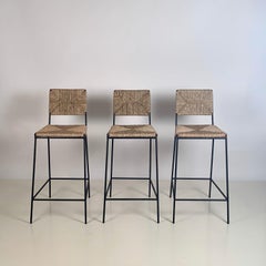 Set of 3 'Campagne' Counter Height Stools by Design Frères