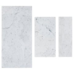 Set von 3 Canapè-/Käsetellern aus weißem Carrara-Marmor