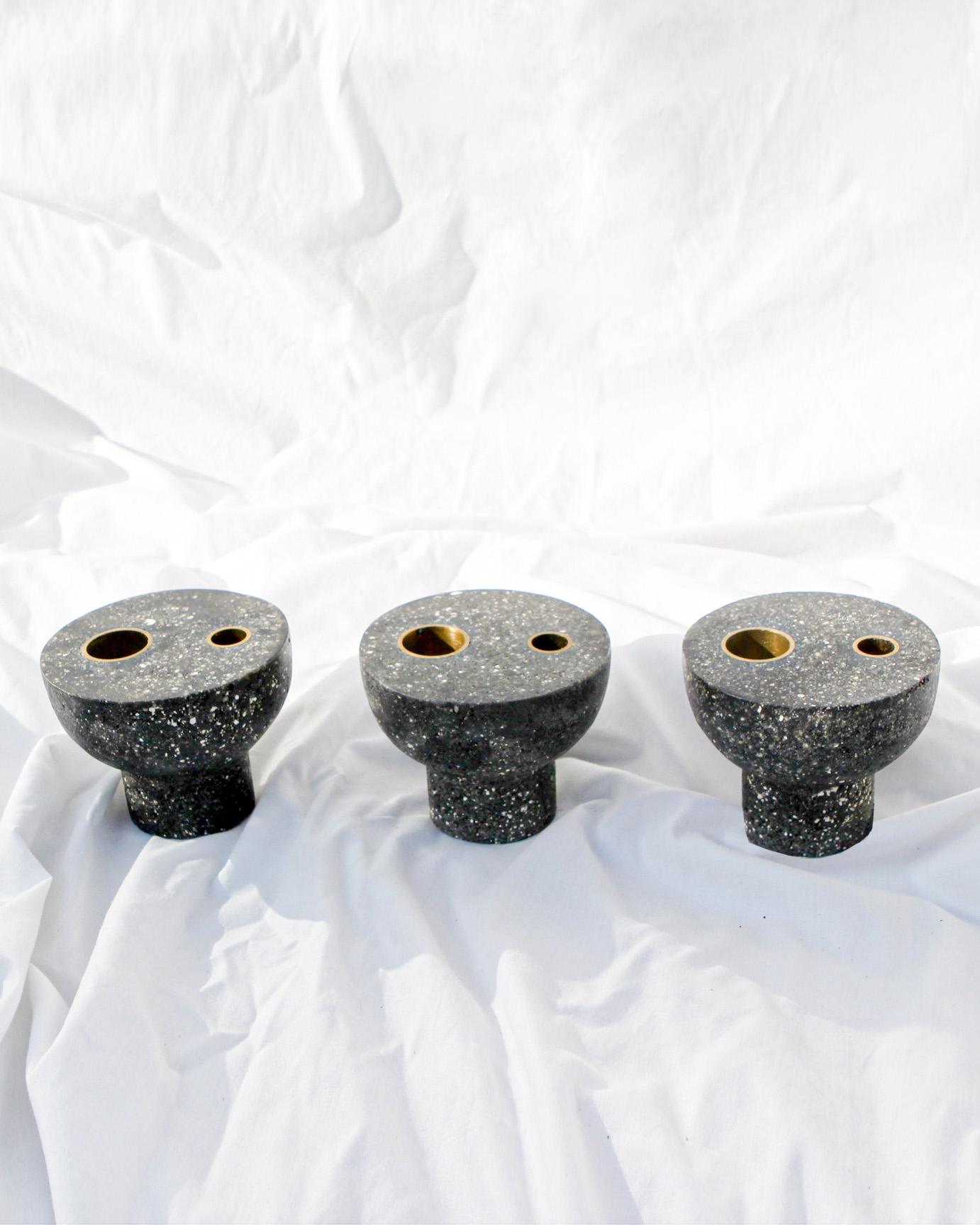 Modern Set of 3 Candle Holders. From The Tempera series  For Sale