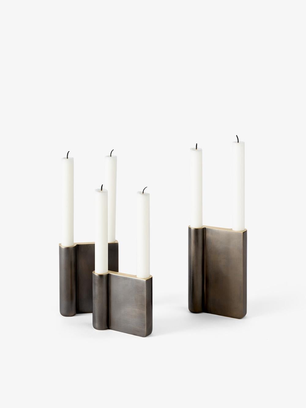 Set of 3 Candle Holders SC39-41, Bronzed Brass by Space Copenhagen for&Tradition In New Condition For Sale In Dubai, AE