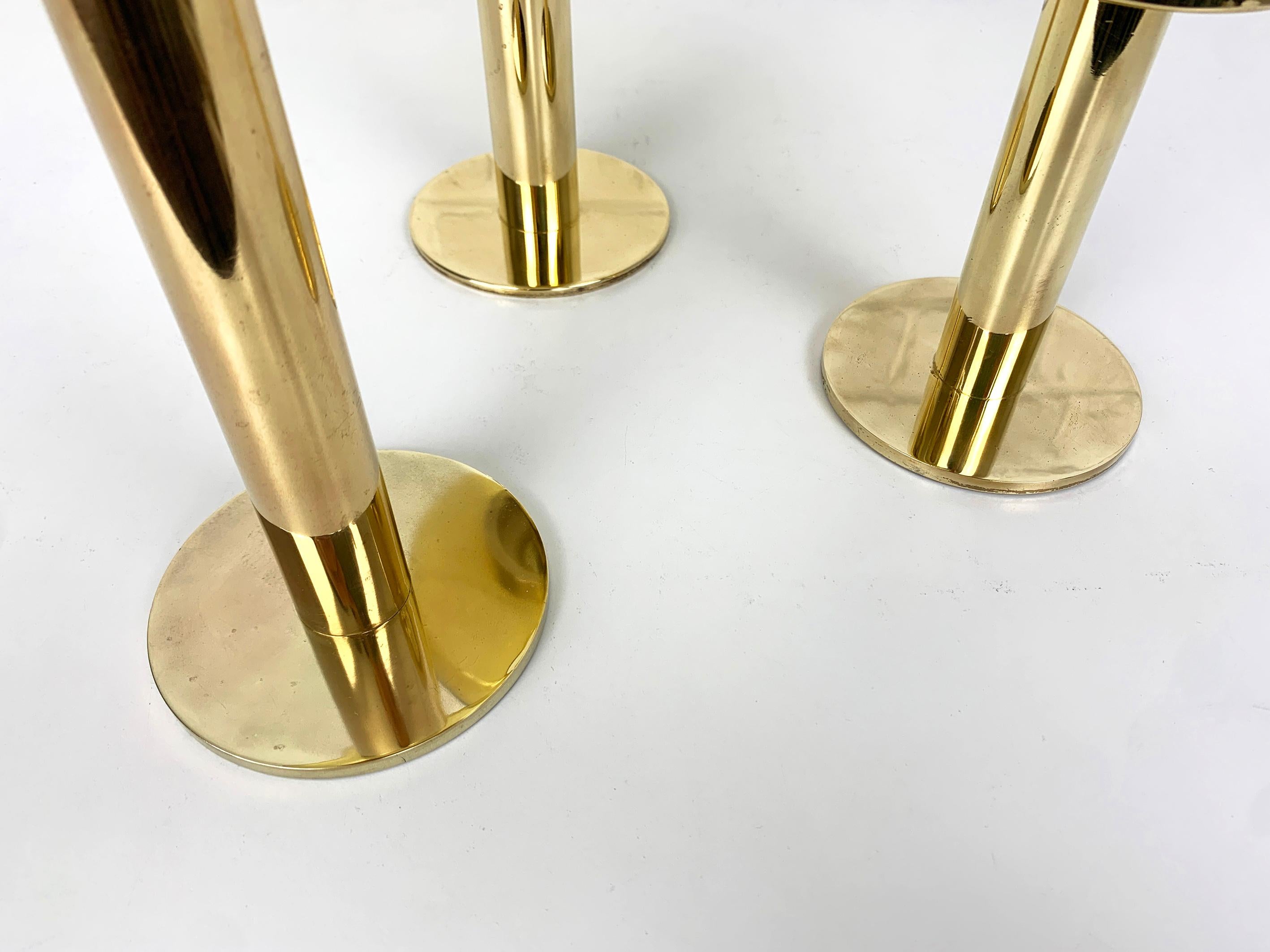 Set of 3 candle-lights in Brass, Hans-Agne Jakobsson, AB Markaryd, Sweden, 1960s For Sale 5