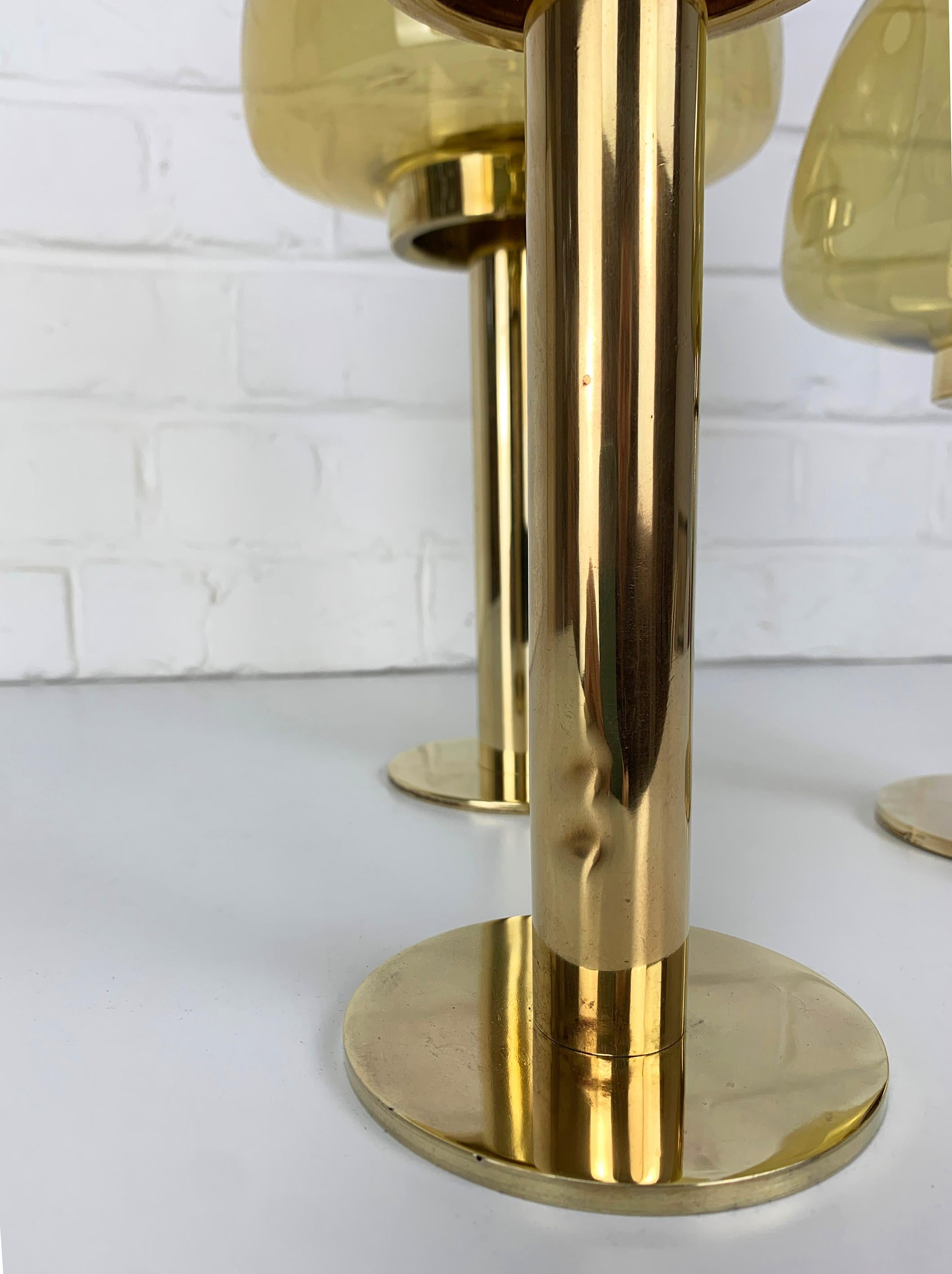 Set of 3 candle-lights in Brass, Hans-Agne Jakobsson, AB Markaryd, Sweden, 1960s For Sale 6