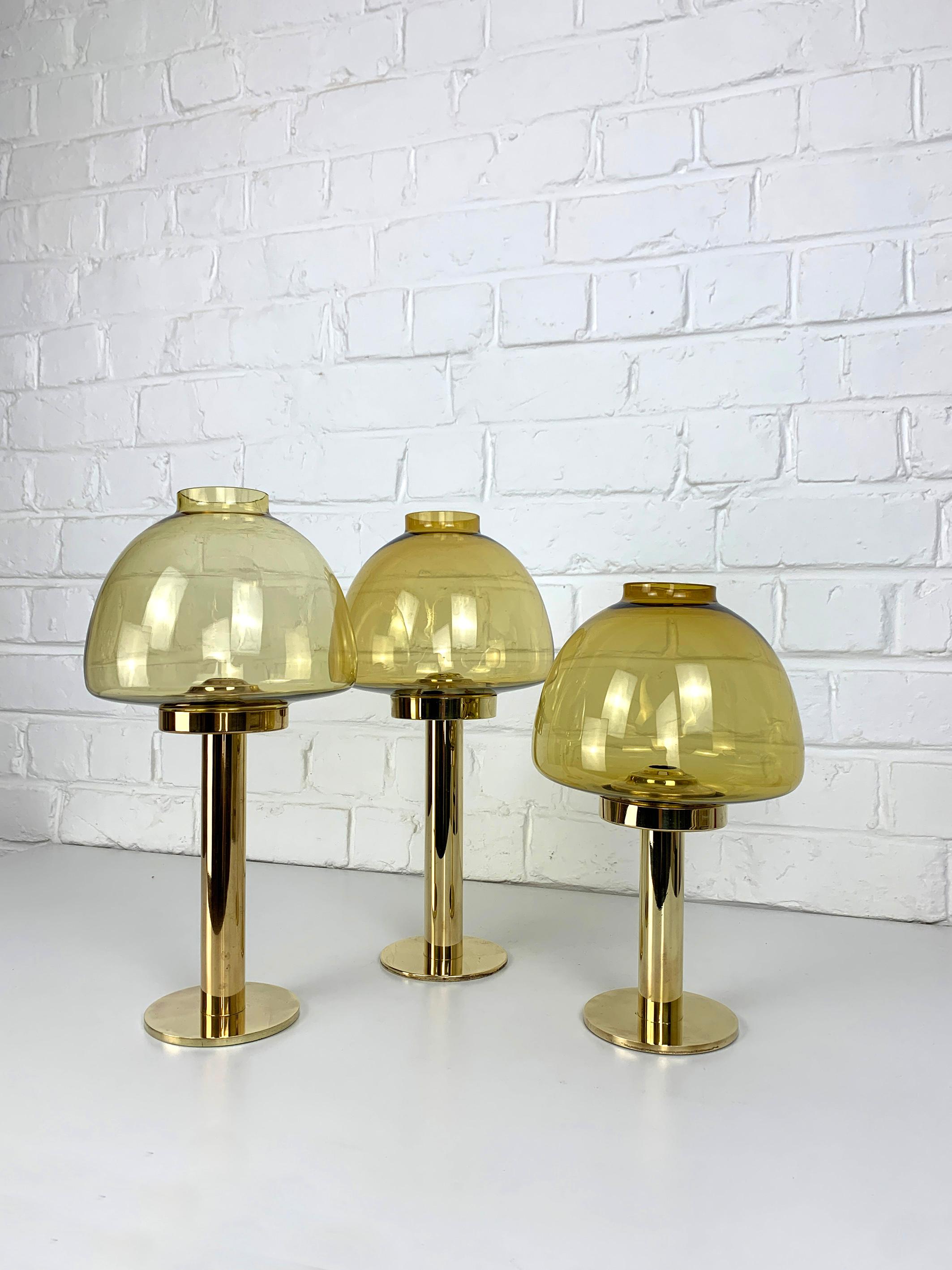 Set of 3 candle-lights in Brass, Hans-Agne Jakobsson, AB Markaryd, Sweden, 1960s For Sale 9