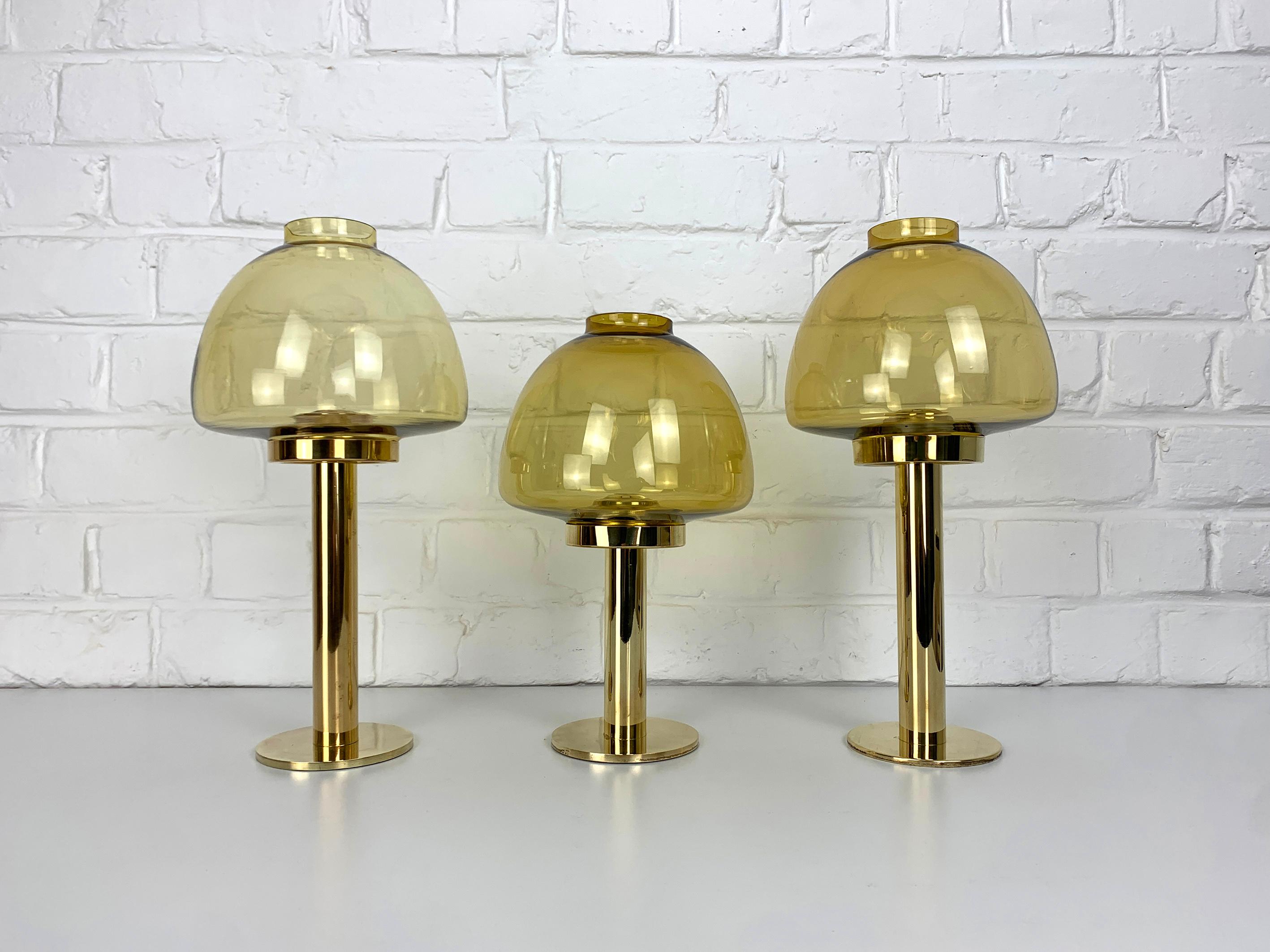 Scandinavian Modern Set of 3 candle-lights in Brass, Hans-Agne Jakobsson, AB Markaryd, Sweden, 1960s For Sale