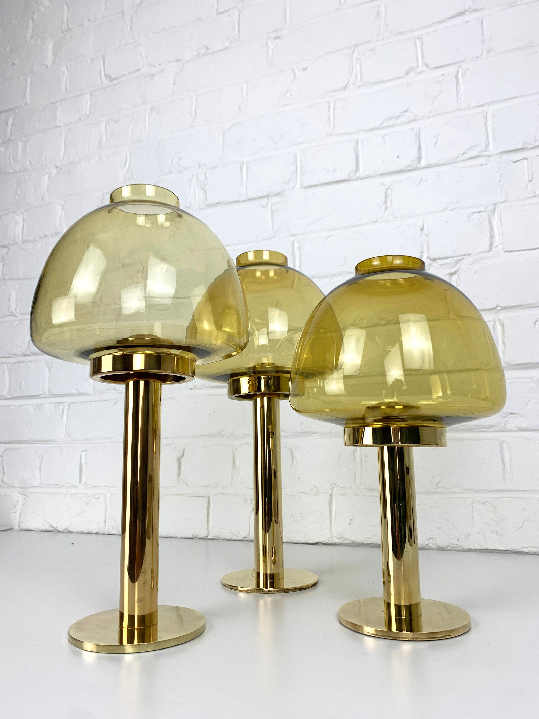 Swedish Set of 3 candle-lights in Brass, Hans-Agne Jakobsson, AB Markaryd, Sweden, 1960s For Sale