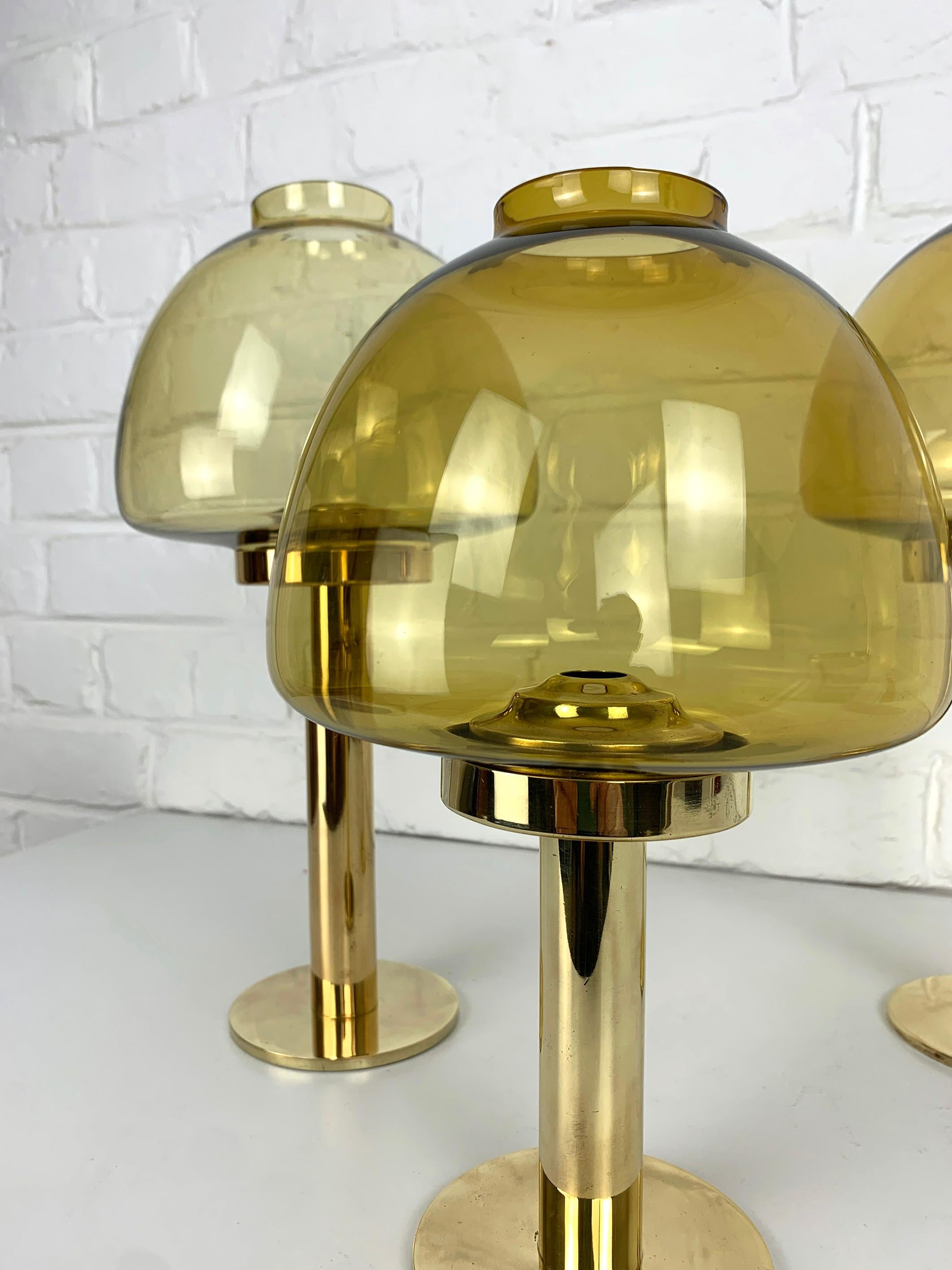 Set of 3 candle-lights in Brass, Hans-Agne Jakobsson, AB Markaryd, Sweden, 1960s For Sale 1