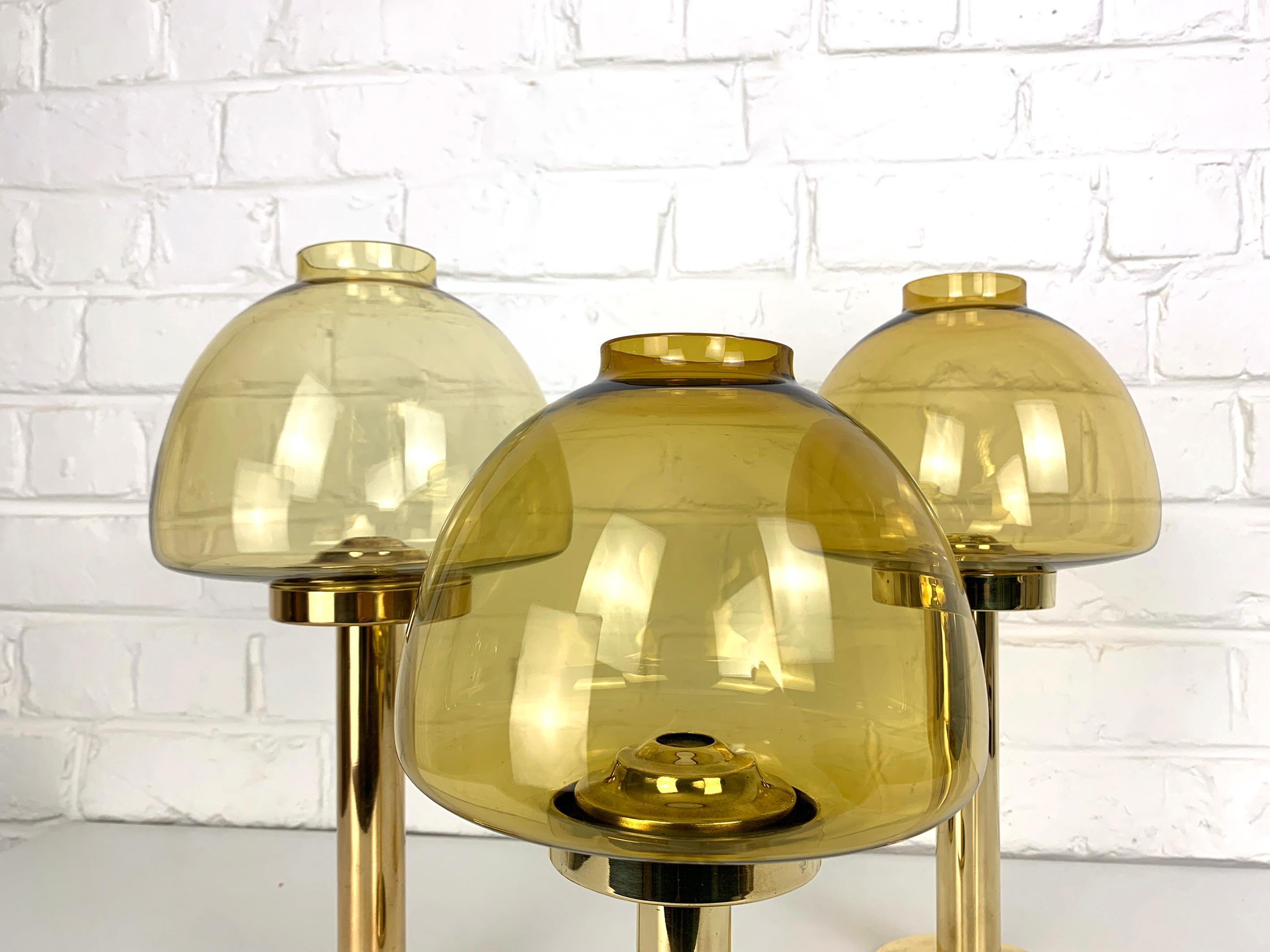Set of 3 candle-lights in Brass, Hans-Agne Jakobsson, AB Markaryd, Sweden, 1960s For Sale 3