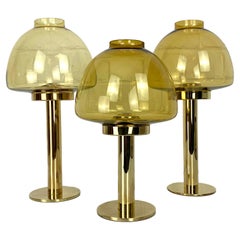 Vintage Set of 3 candle-lights in Brass, Hans-Agne Jakobsson, AB Markaryd, Sweden, 1960s