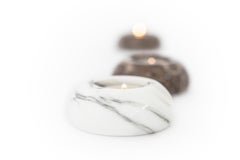 Set of 3 Candleholders in White Carrara Marble