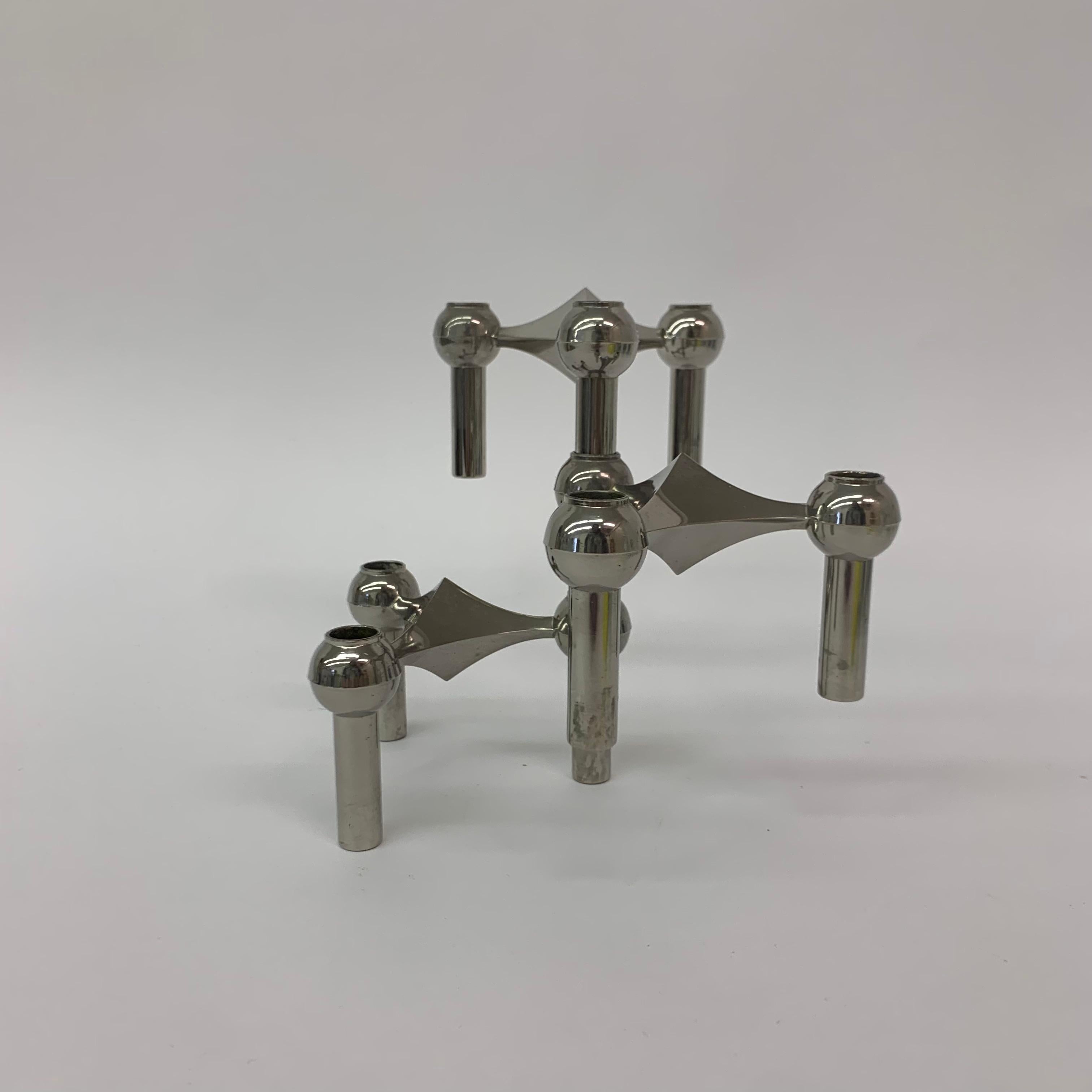 Set of 3 Candlestick by Fritz Nagel & Ceasar Stoffi and Manufactured by BMF 1960 For Sale 3