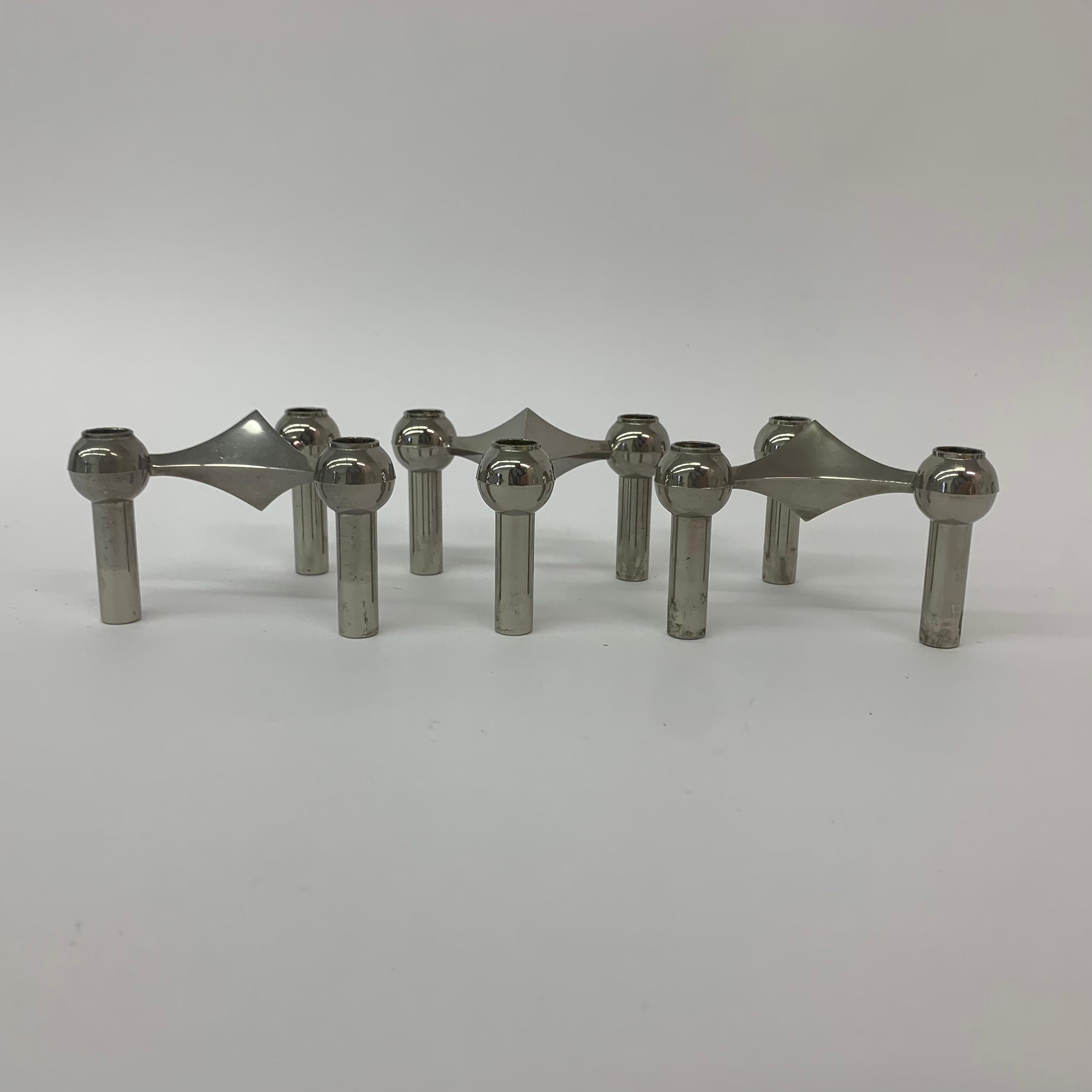 Set of 3 Candlestick by Fritz Nagel & Ceasar Stoffi and Manufactured by BMF 1960 For Sale 7