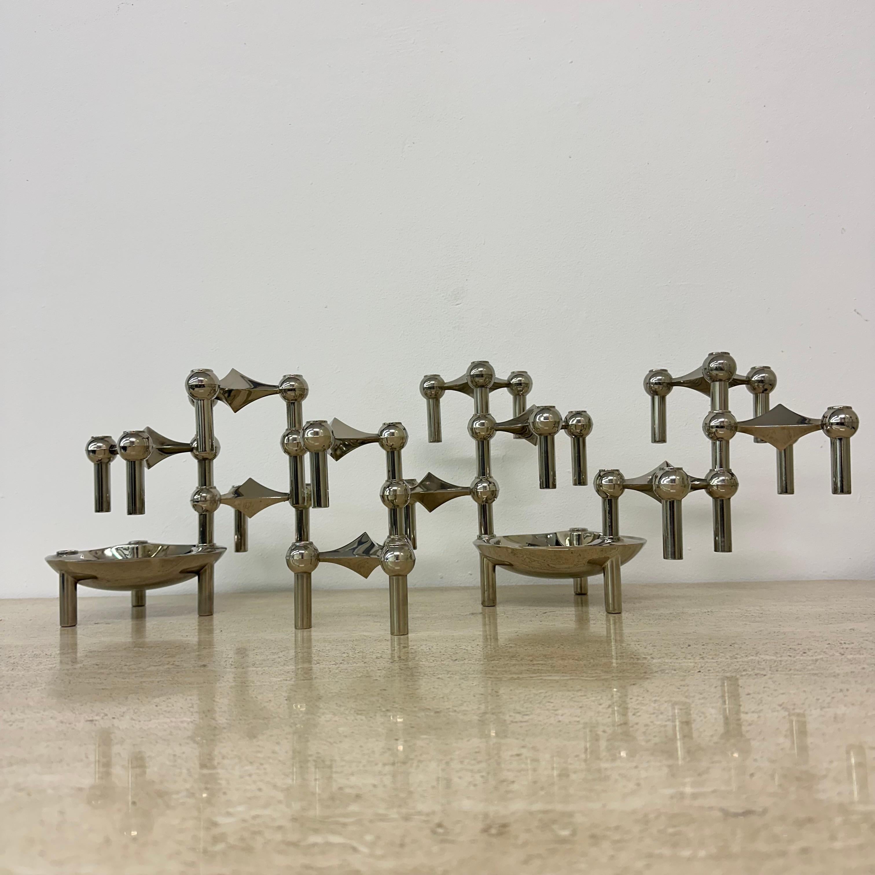 Mid-Century moderno Set di 3 candelieri di Fritz Nagel & Stoffi e prodotti da BMF 1960 in vendita