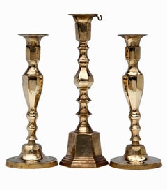 Set Of 3 Brass Candlesticks