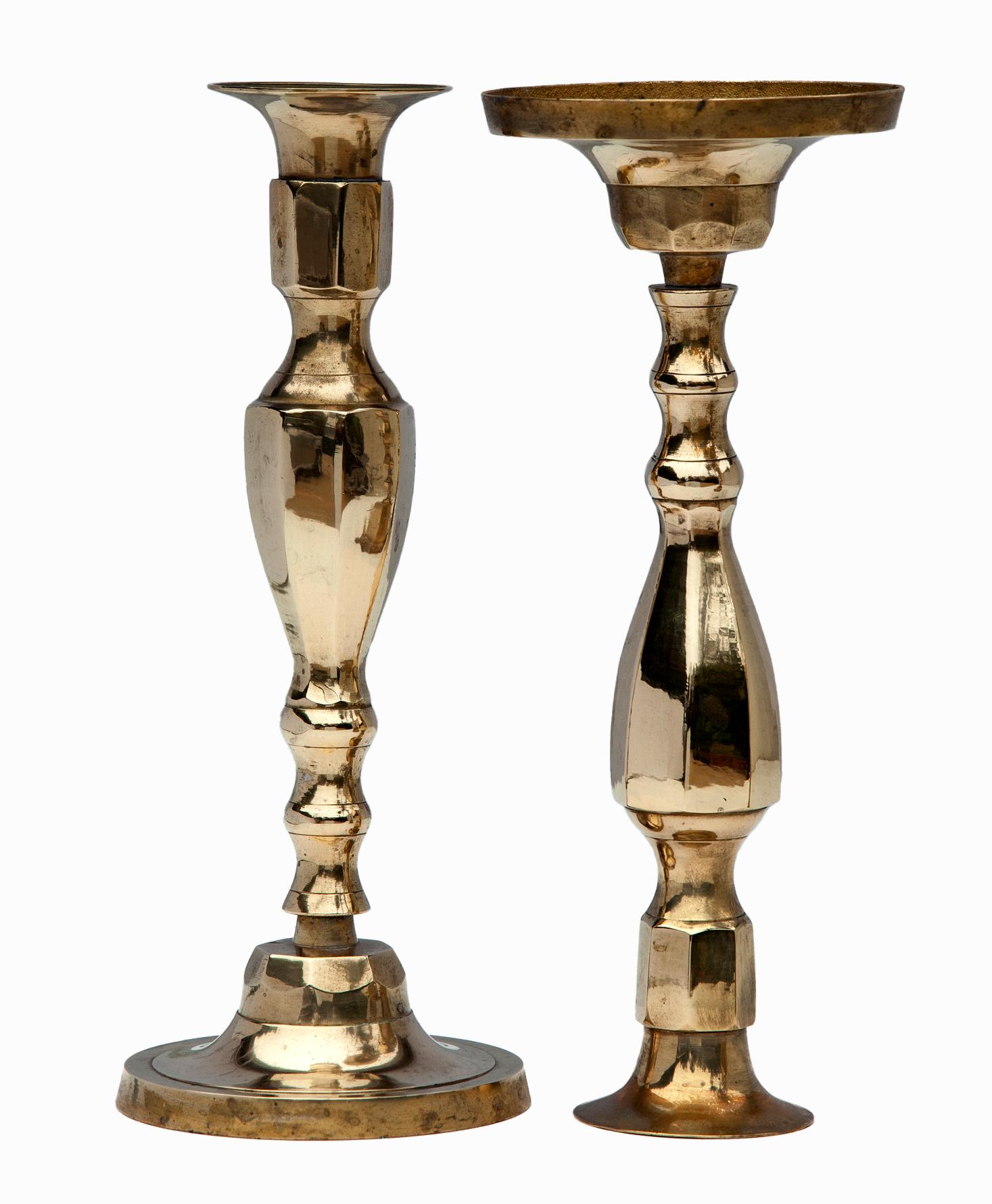 Brass Set Of 3 Candlesticks For Sale