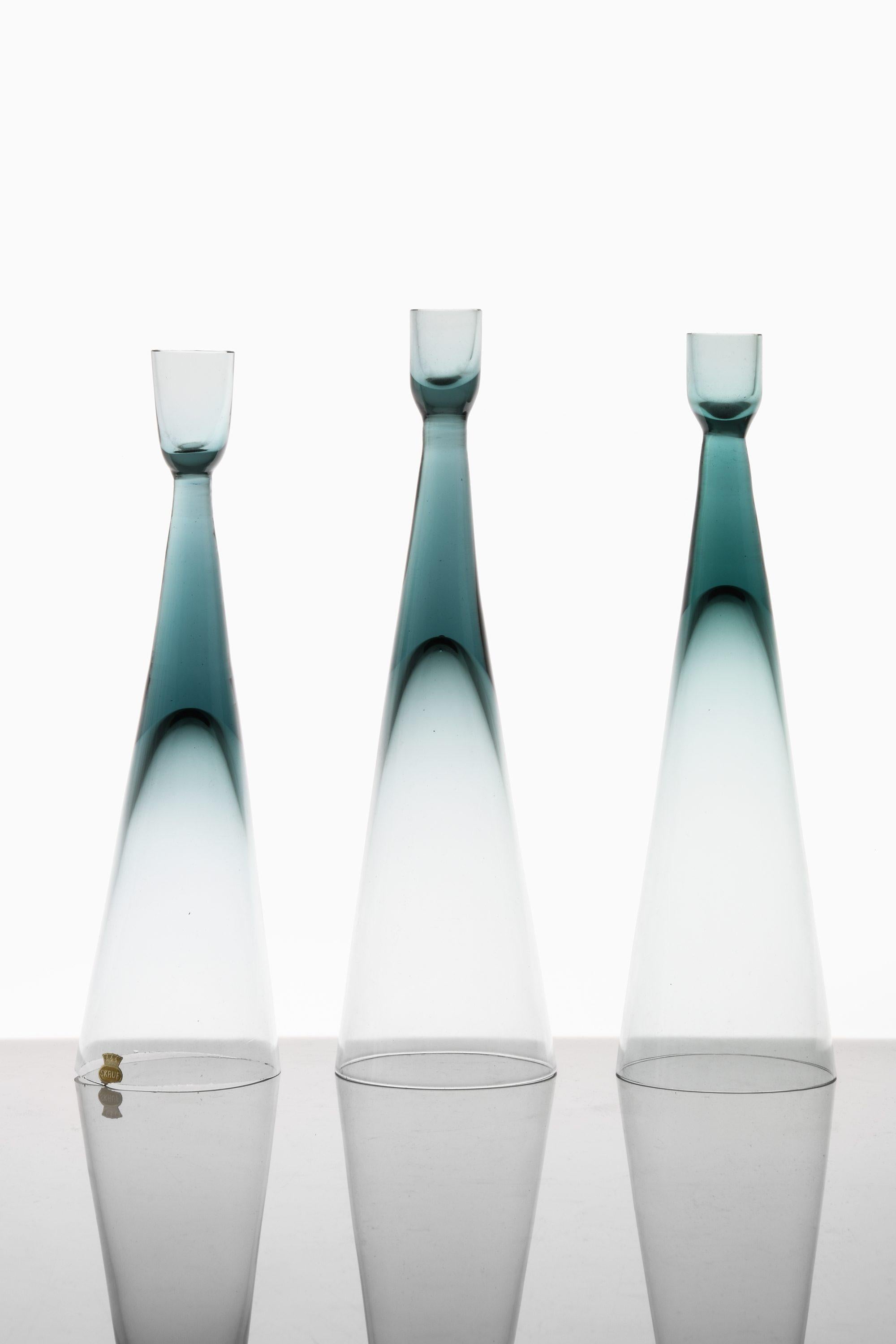 Set von 3 Kerzenständern aus Glas von Bengt Edenfalk, 1960er Jahre (Skandinavische Moderne) im Angebot