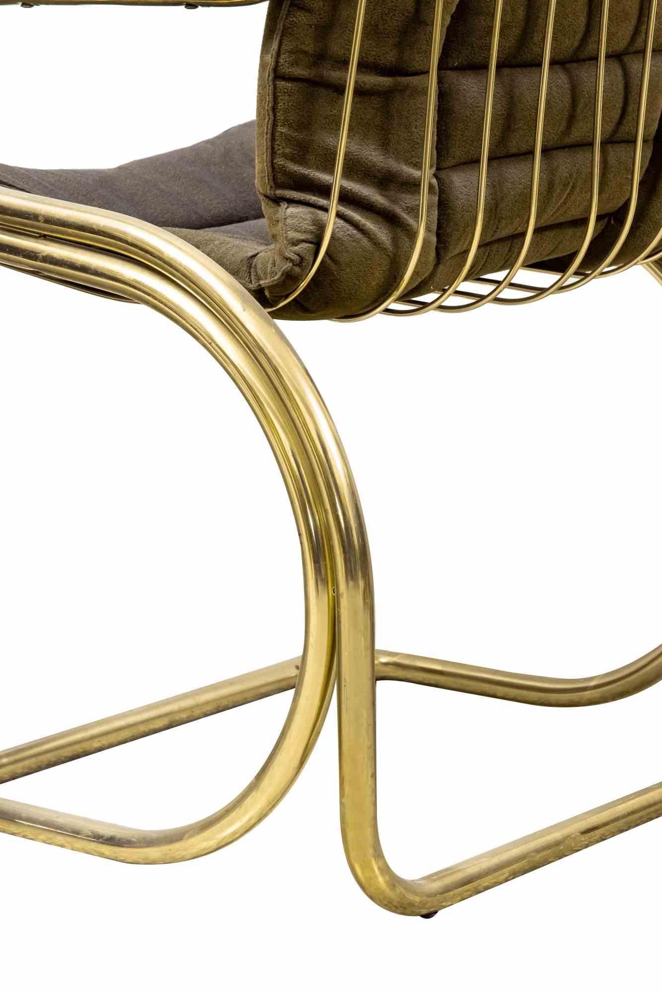 Brass Set of 3 Cantilever Chairs by Gastone Rinaldi, Mid-20th Century For Sale