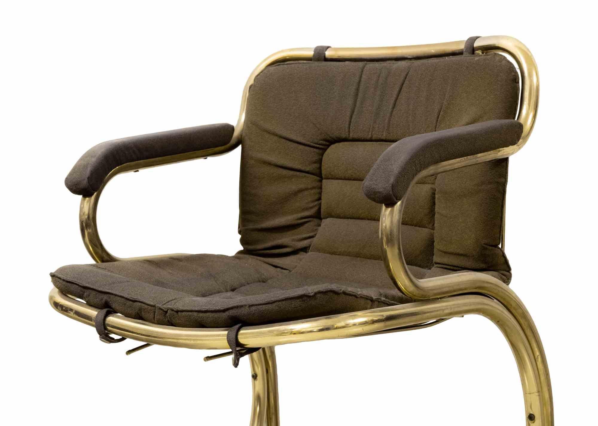 Laiton Ensemble de 3 chaises cantilever de Gastone Rinaldi, milieu du 20e siècle en vente