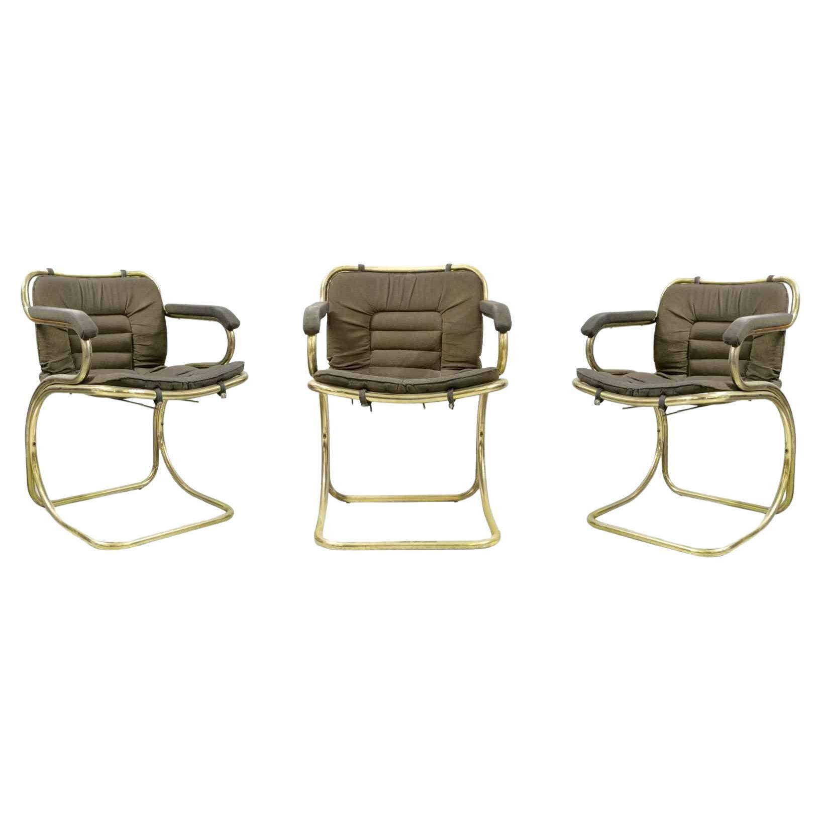 Set of 3 Cantilever Chairs by Gastone Rinaldi, Mid-20th Century For Sale