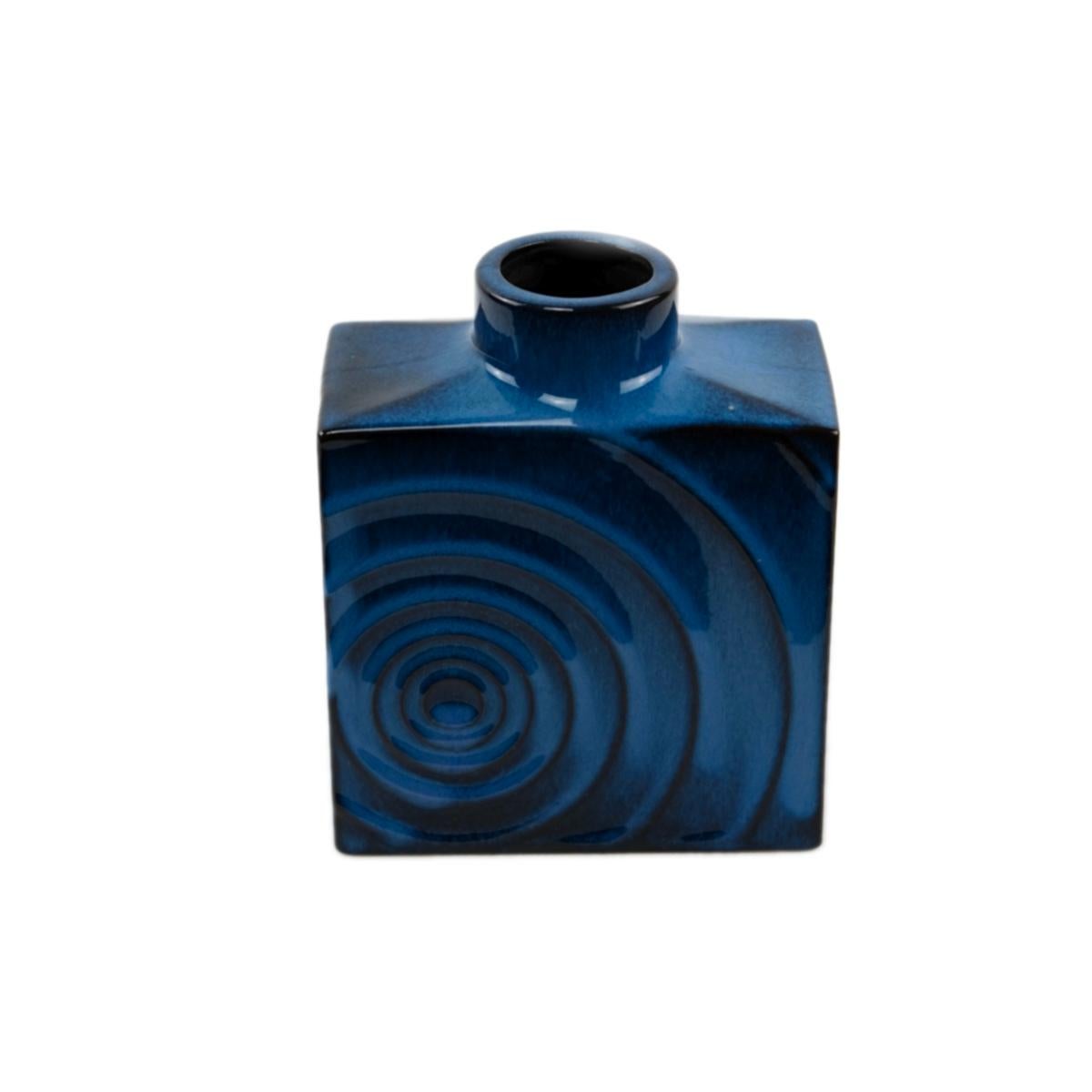 Set of 3 Cari Zalloni for Steuler ceramic blue-black „ Zyklon“ vases  1060s 2