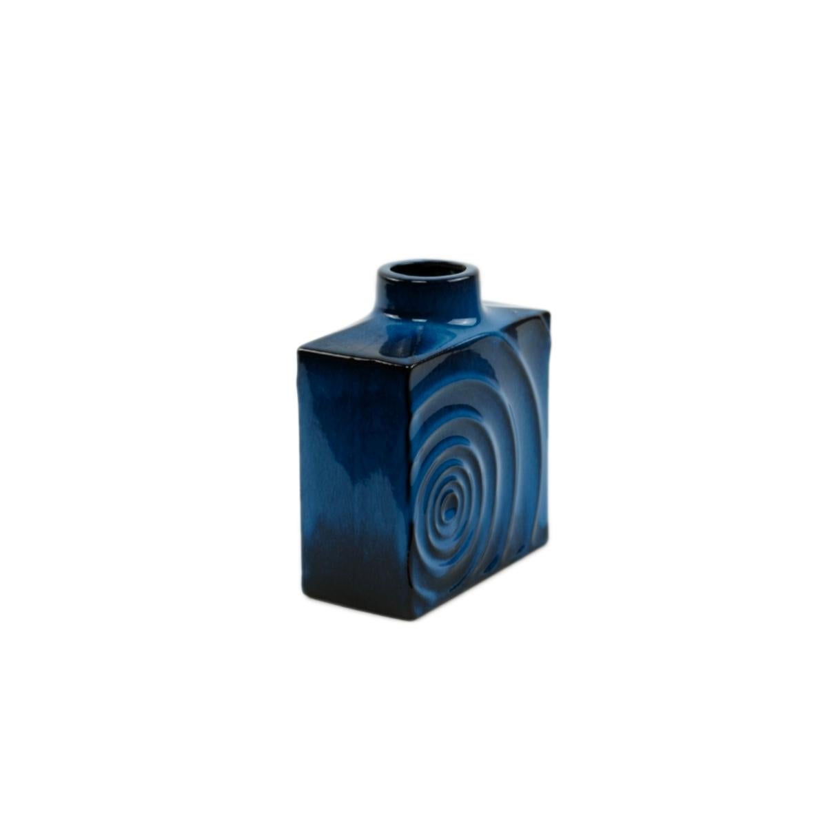 Set of 3 Cari Zalloni for Steuler ceramic blue-black „ Zyklon“ vases  1060s For Sale 3