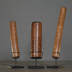 Set of 3 Carved Wooden Ointment Boxes from Timor – Ethnic Primitive Style