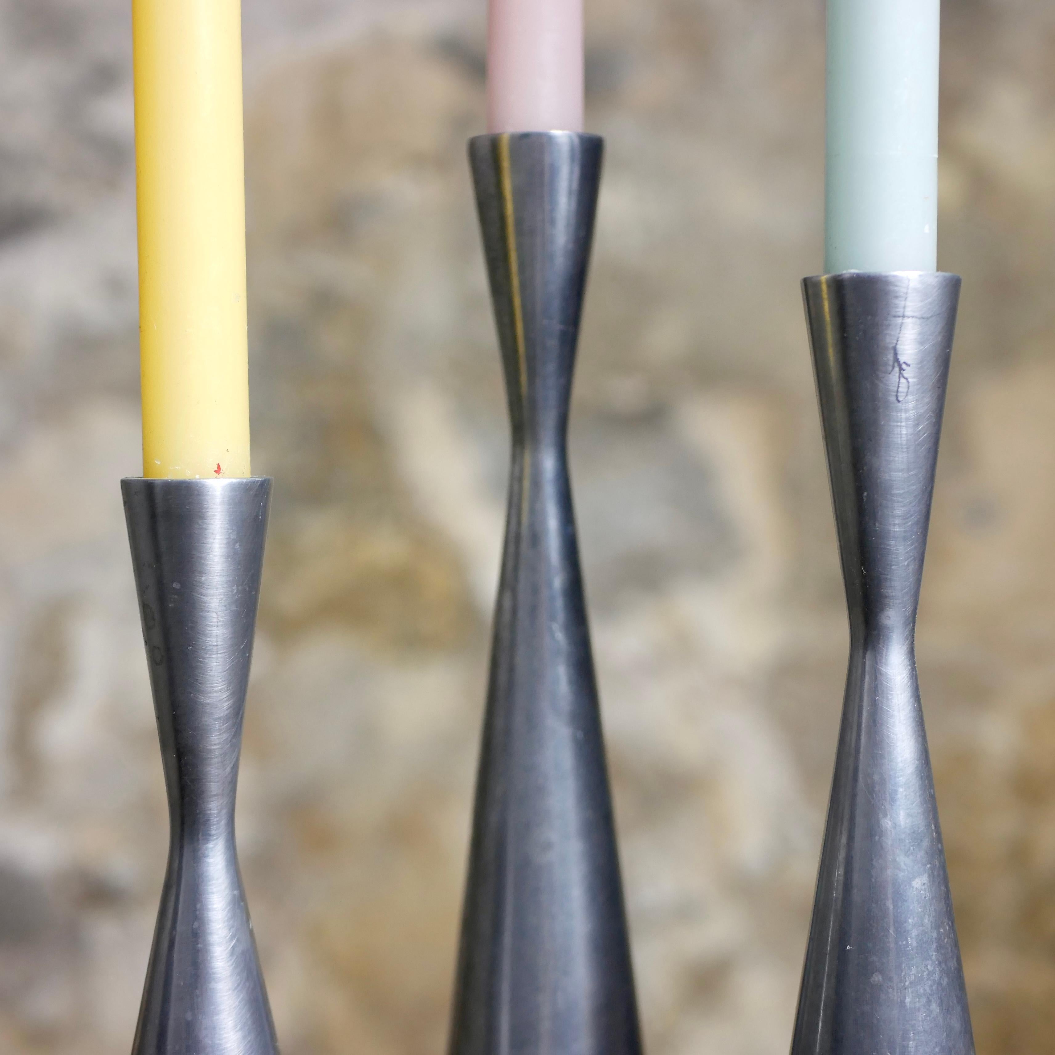 Modern Set of 3 cast aluminum candlesticks by Erika Pekkari for Ikea, 1990s