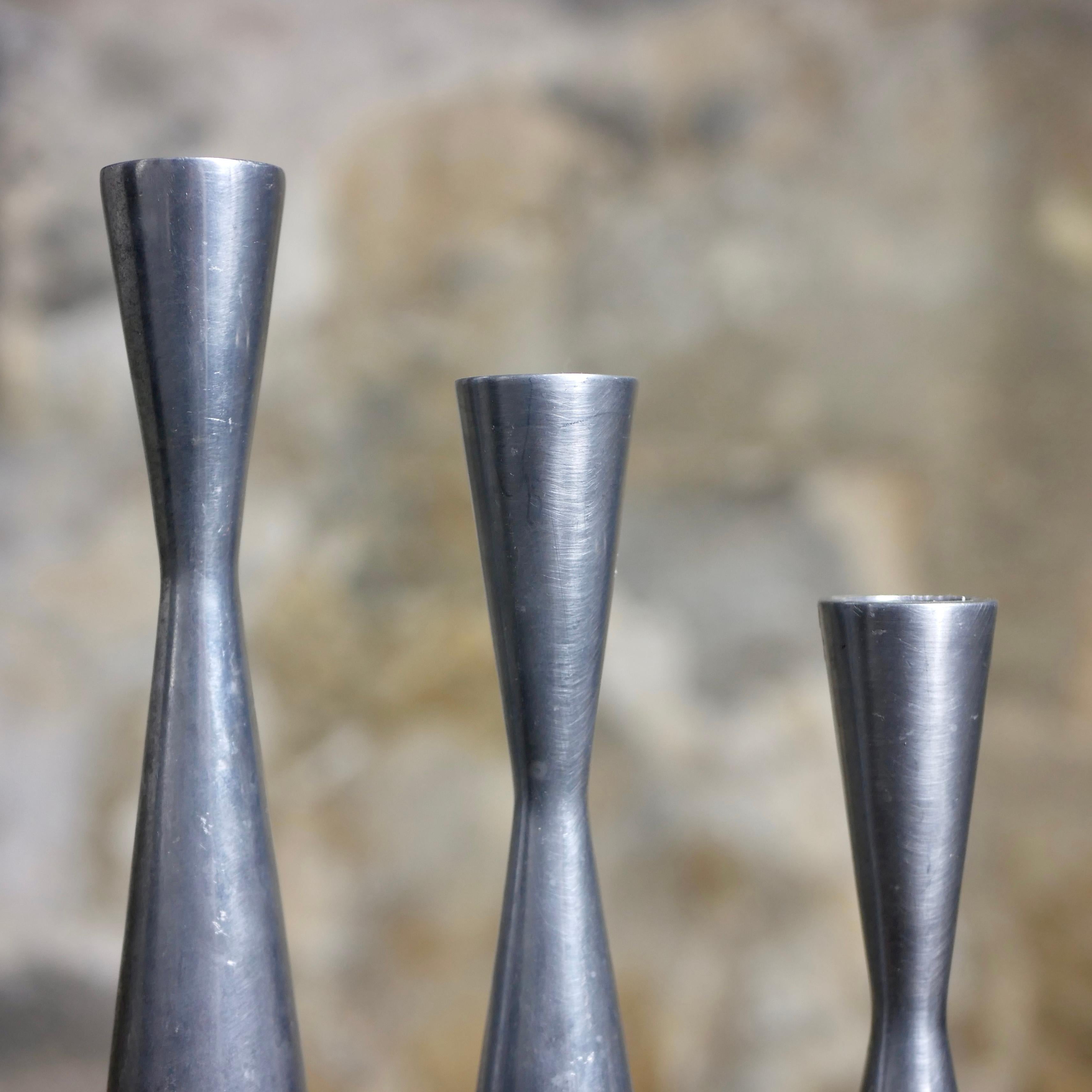 Late 20th Century Set of 3 cast aluminum candlesticks by Erika Pekkari for Ikea, 1990s
