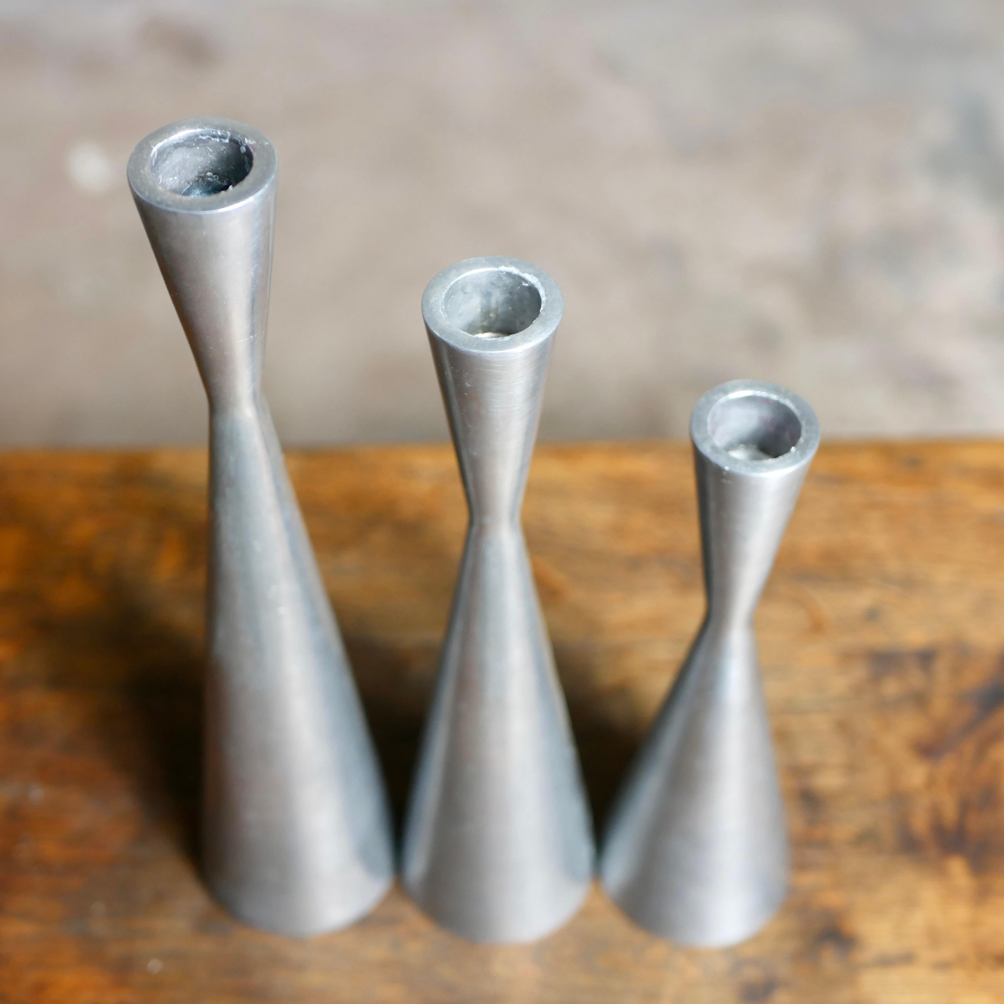 Aluminum Set of 3 cast aluminum candlesticks by Erika Pekkari for Ikea, 1990s