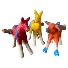 Ensemble de 3 figurines d'animaux en céramique du Mexique, vers les années 1980 et 1990