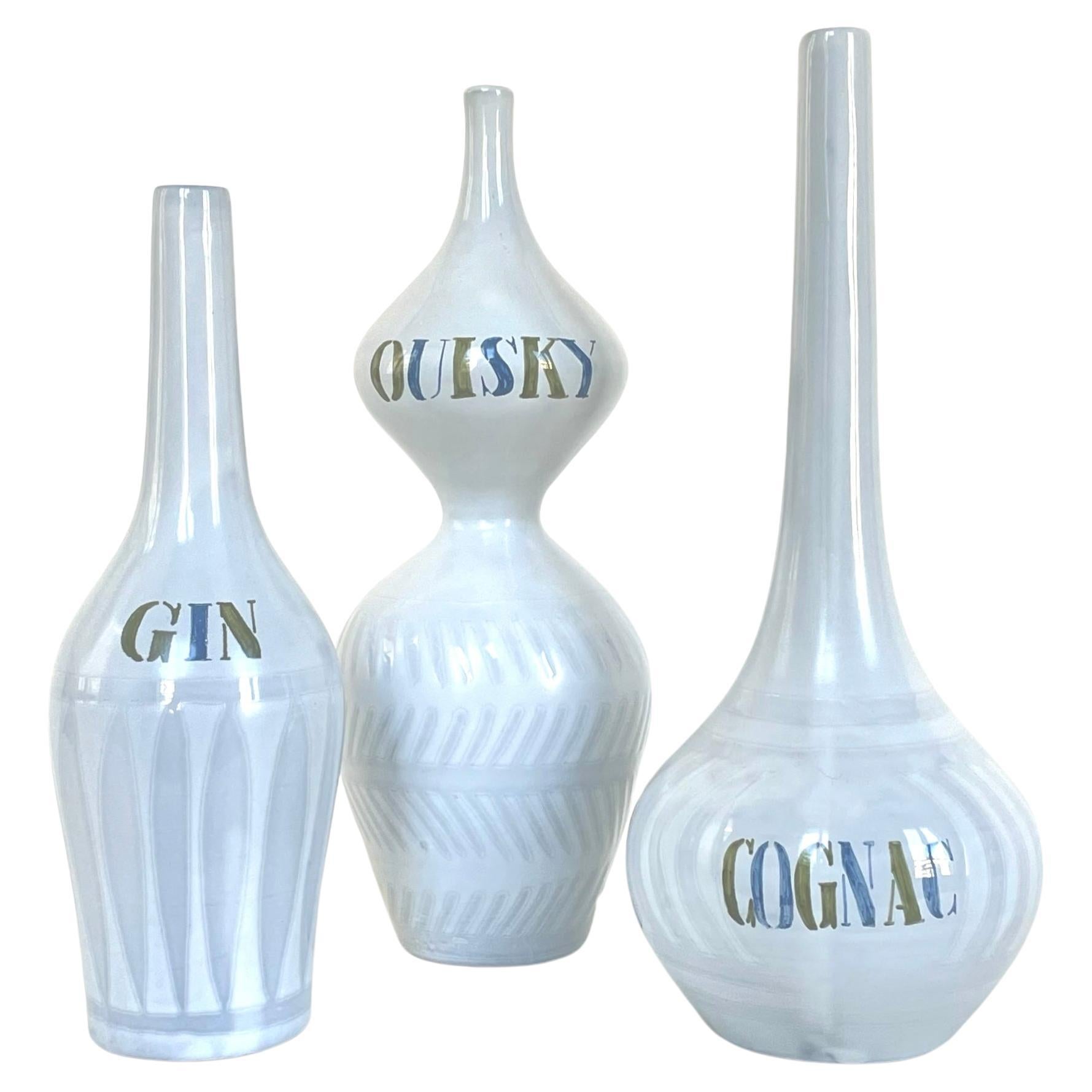 Set of 3 ceramic bottles by Roger Capron, Vallauris, circa 1960 For Sale