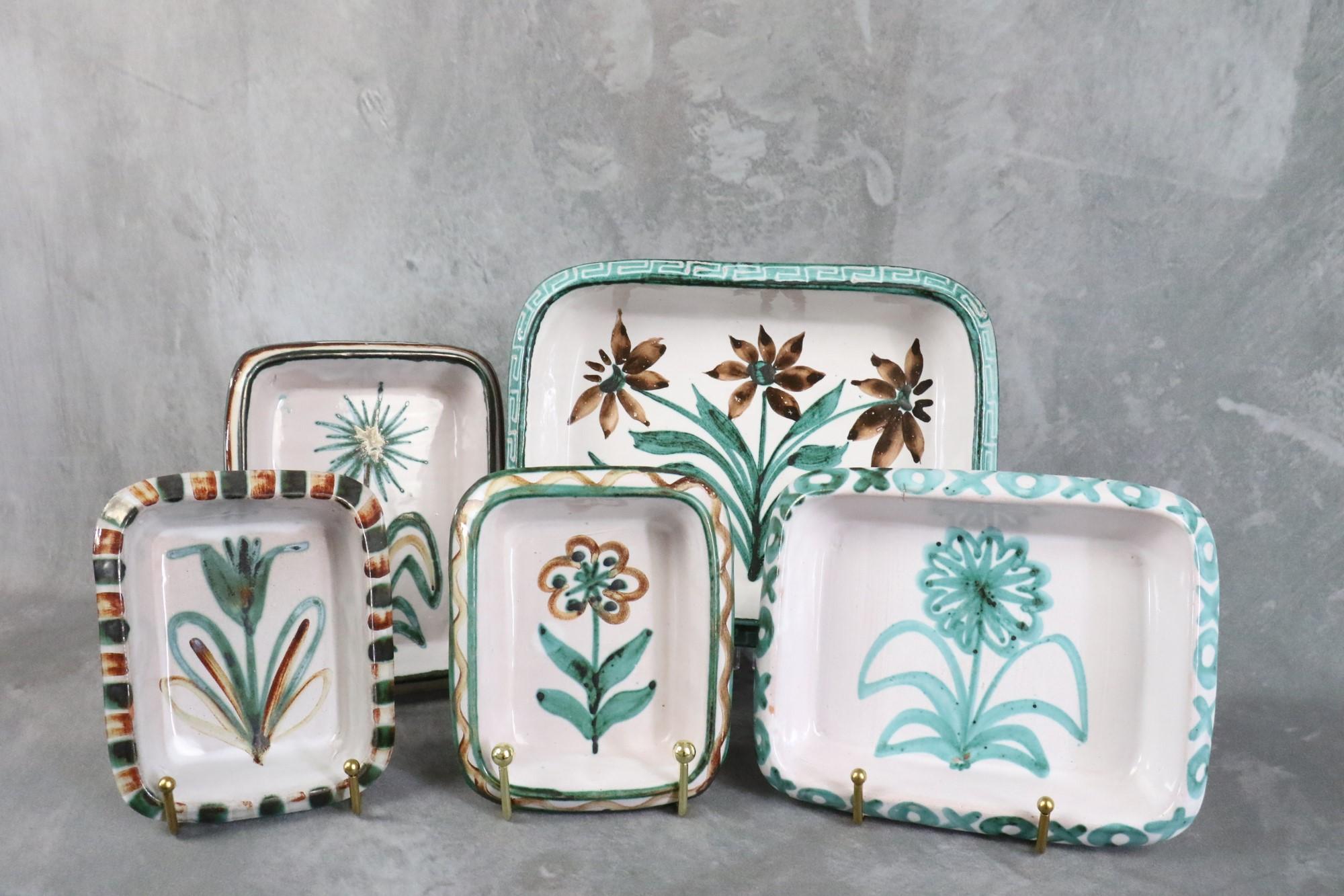 Set von 3 Keramikgeschirr von Robert Picault, Vallauris, französische Keramik, 1950er Jahre im Angebot 10