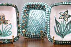 Set of 3 Ceramic Dishes by Robert Picault, Vallauris, French Ceramic, 1950's