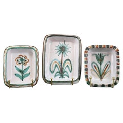 Set of 3 Ceramic Dishes by Robert Picault, Vallauris, French Ceramic, 1950's