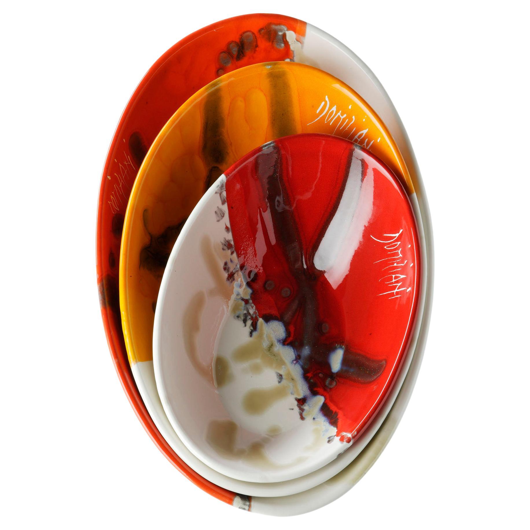 Ensemble de 3 bols de service ovales en céramique, fabriqués à la main en Italie 2021, choisissez votre motif