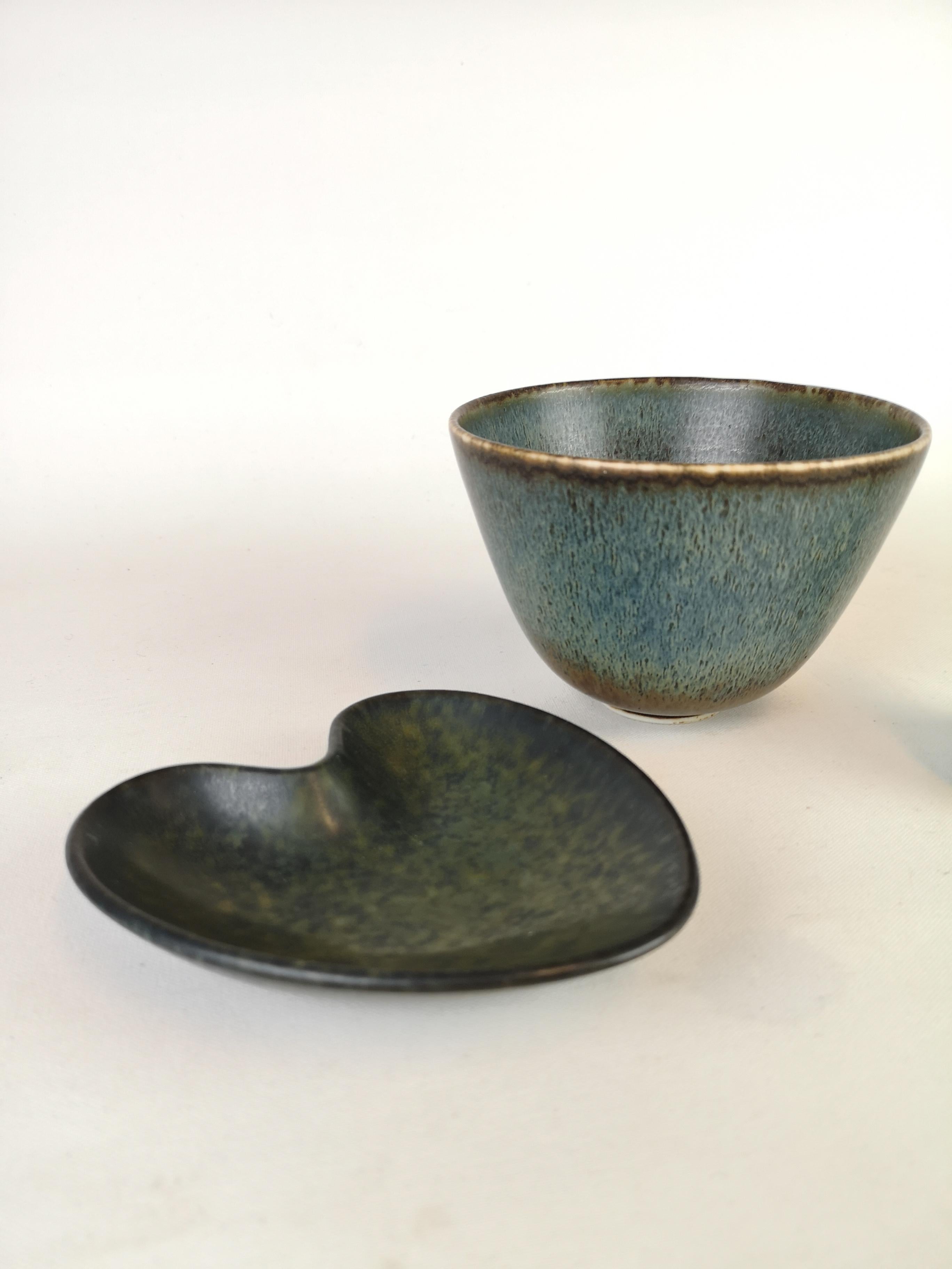 Swedish Set of 3 Ceramic Pieces Rörstrand Gunnar Nylund, Sweden, 1950s