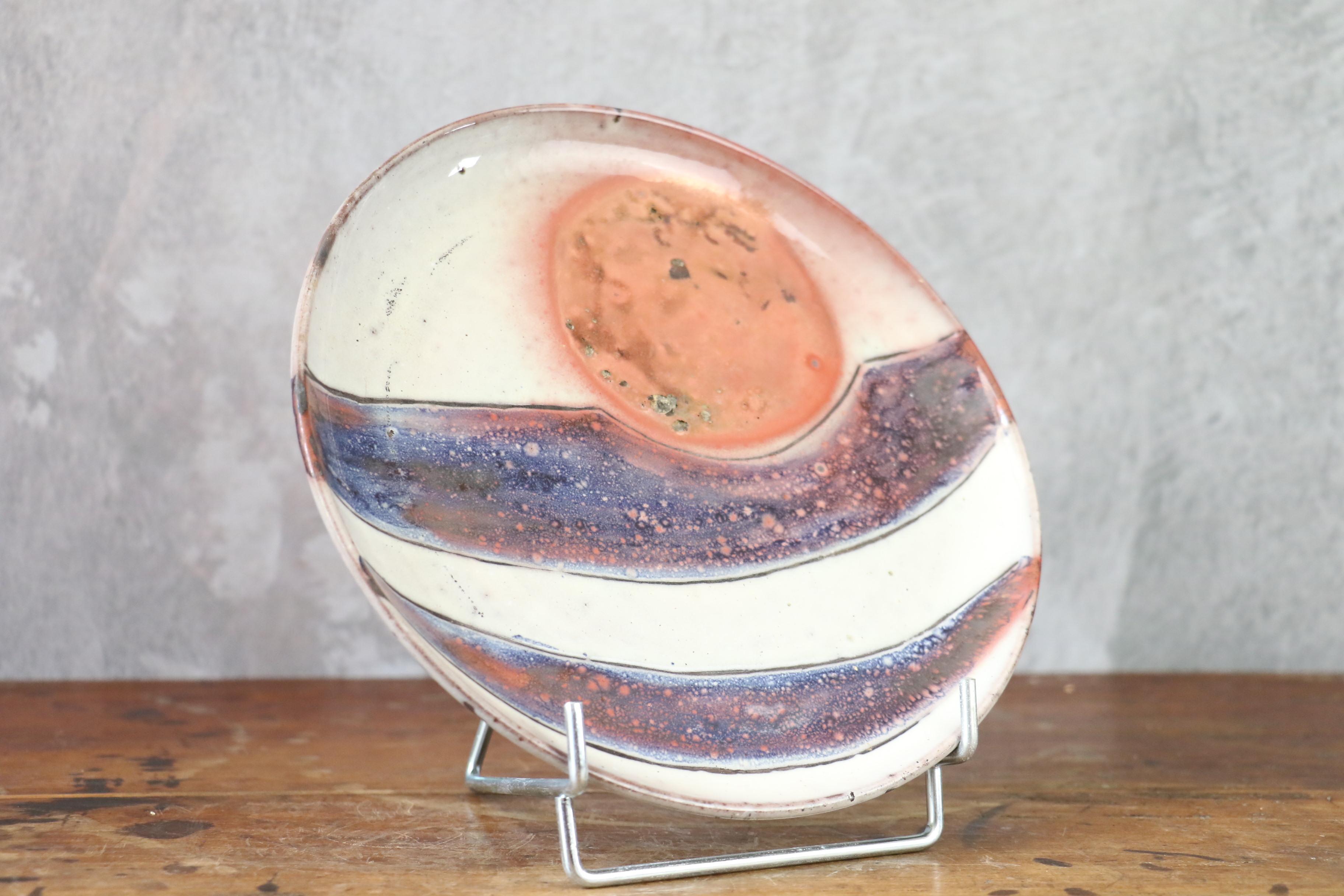 Hand-Crafted Set of 3 ceramic plates by Robert Chiazzo, era Jouve, Ruelland For Sale