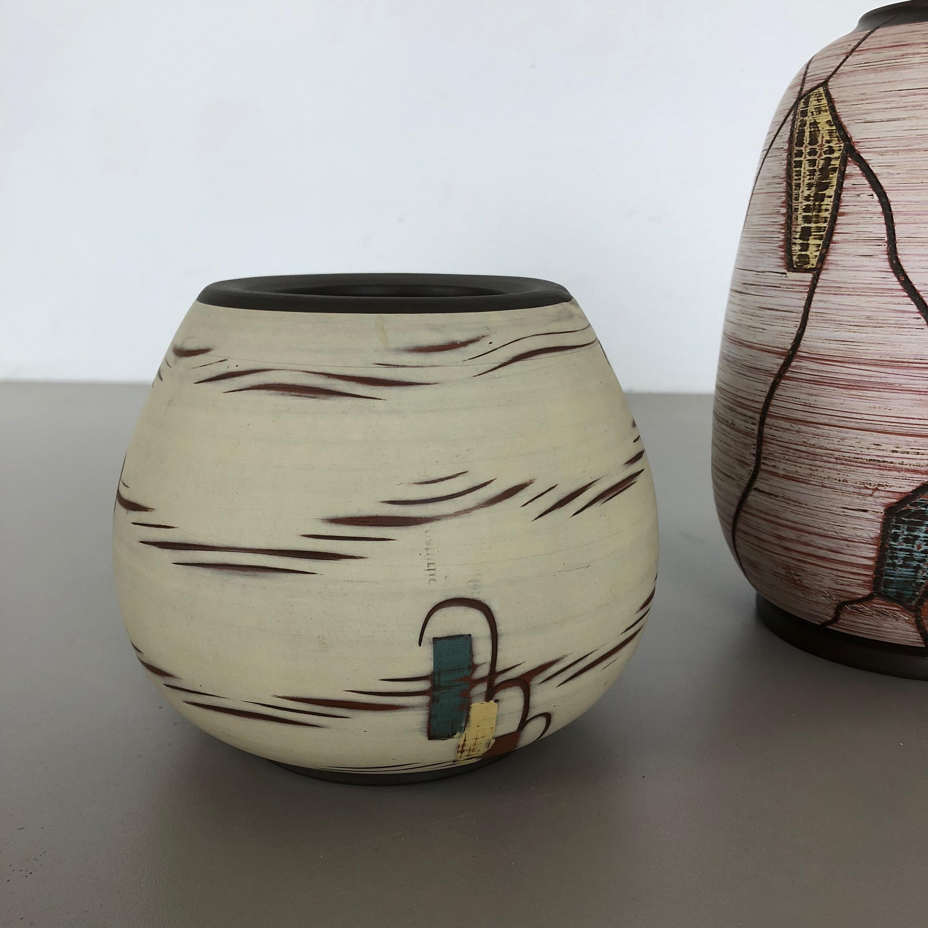 Set of 3 Ceramic Pottery Vase by Sawa Ceramic Franz Schwaderlapp, Germany 1960s For Sale 4