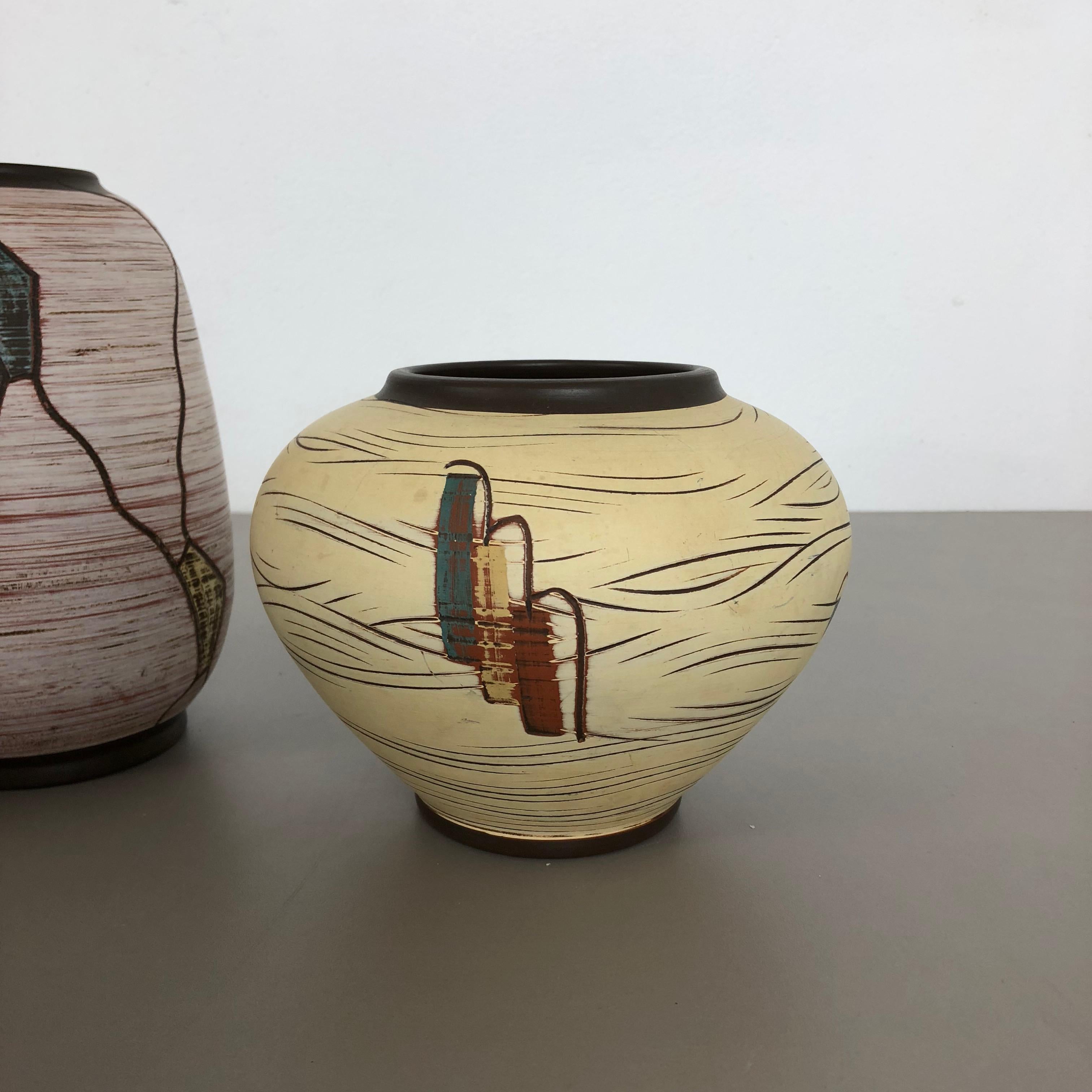 Set of 3 Ceramic Pottery Vase by Sawa Ceramic Franz Schwaderlapp, Germany 1960s In Good Condition For Sale In Kirchlengern, DE