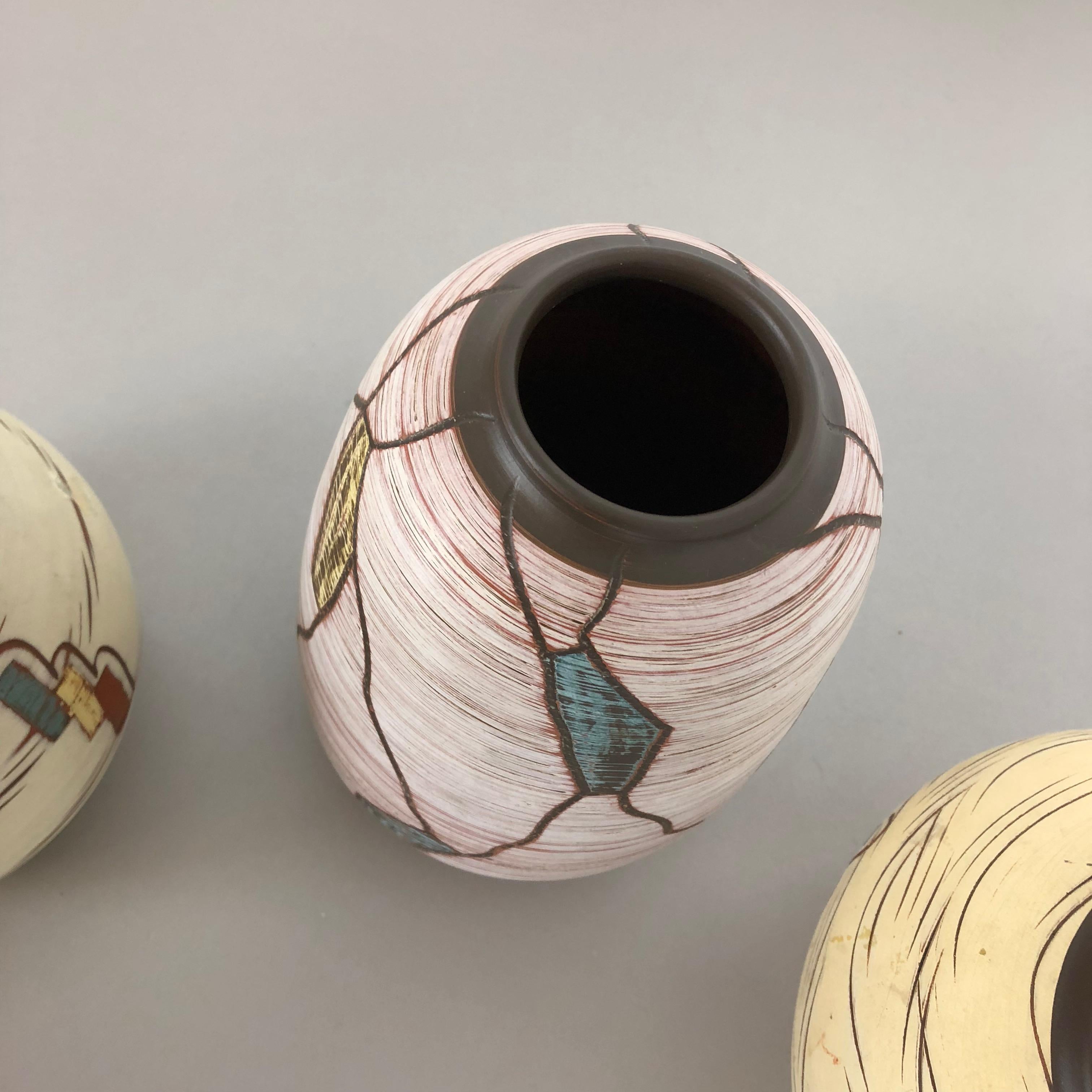 Set of 3 Ceramic Pottery Vase by Sawa Ceramic Franz Schwaderlapp, Germany 1960s For Sale 2