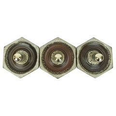 3er Set Keramik SCONCES 1960er Jahre Lava Tropfglasur beige braun hustadt leuchten