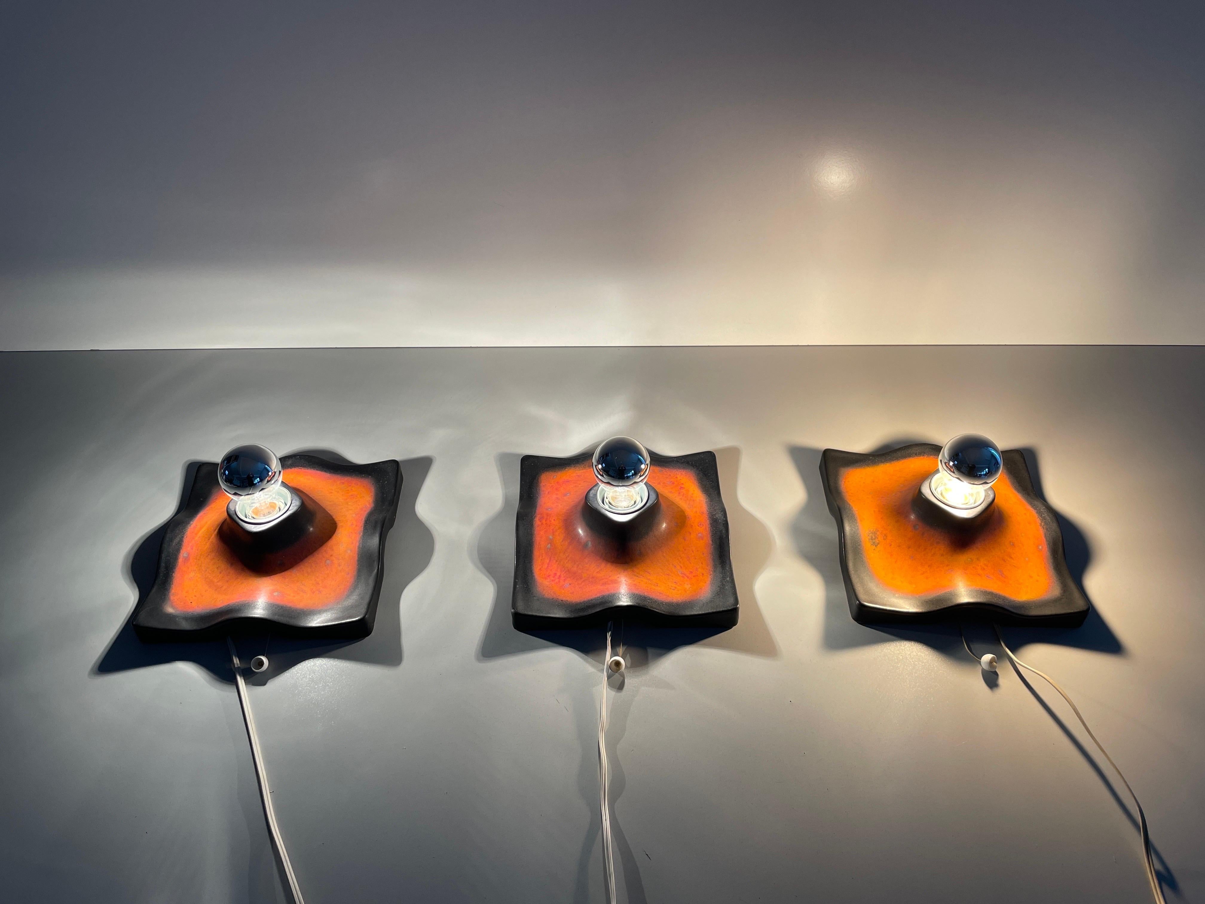 Set of 3 Ceramic Sconces by Pan-Leuchten, 1960s, Germany For Sale 5