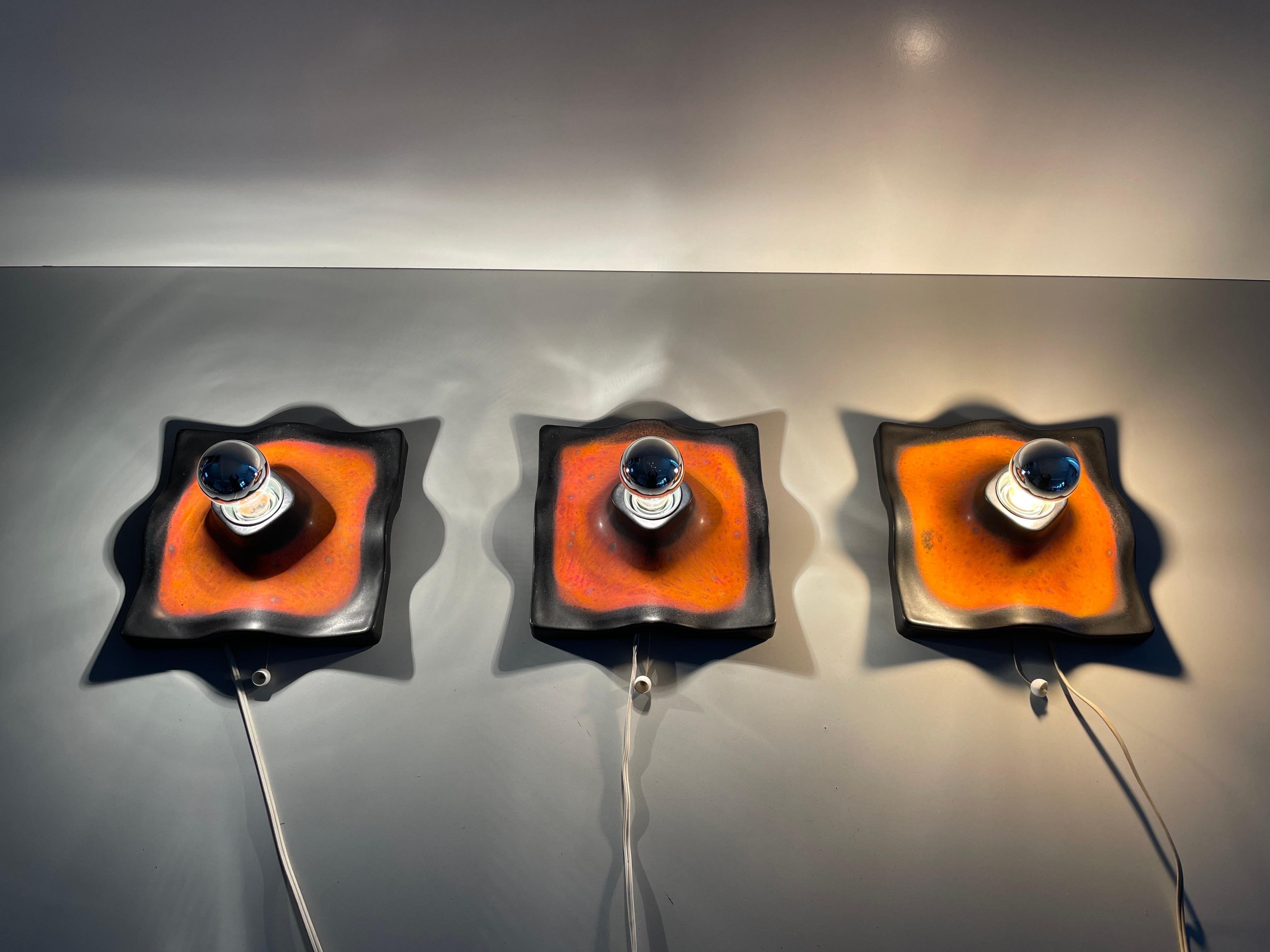 Set of 3 Ceramic Sconces by Pan-Leuchten, 1960s, Germany For Sale 6