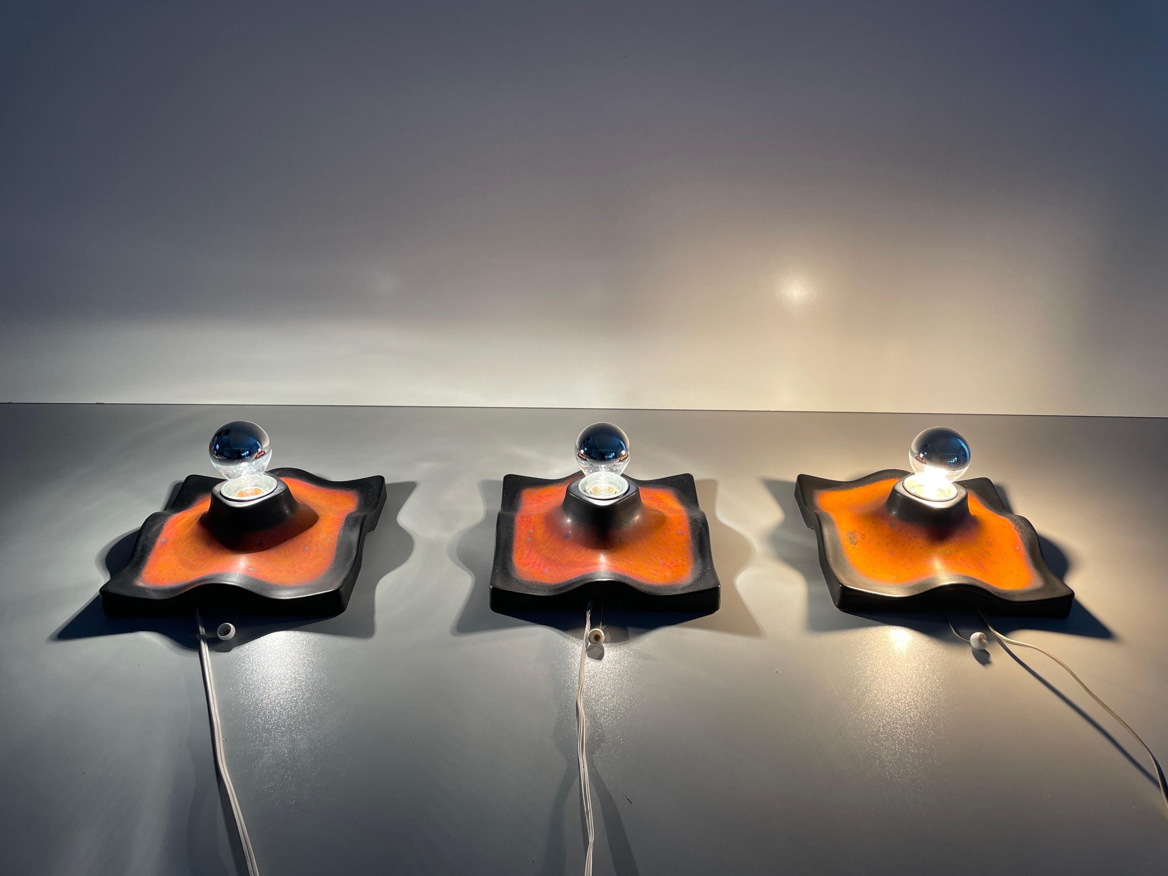 Set of 3 Ceramic Sconces by Pan-Leuchten, 1960s, Germany For Sale 8