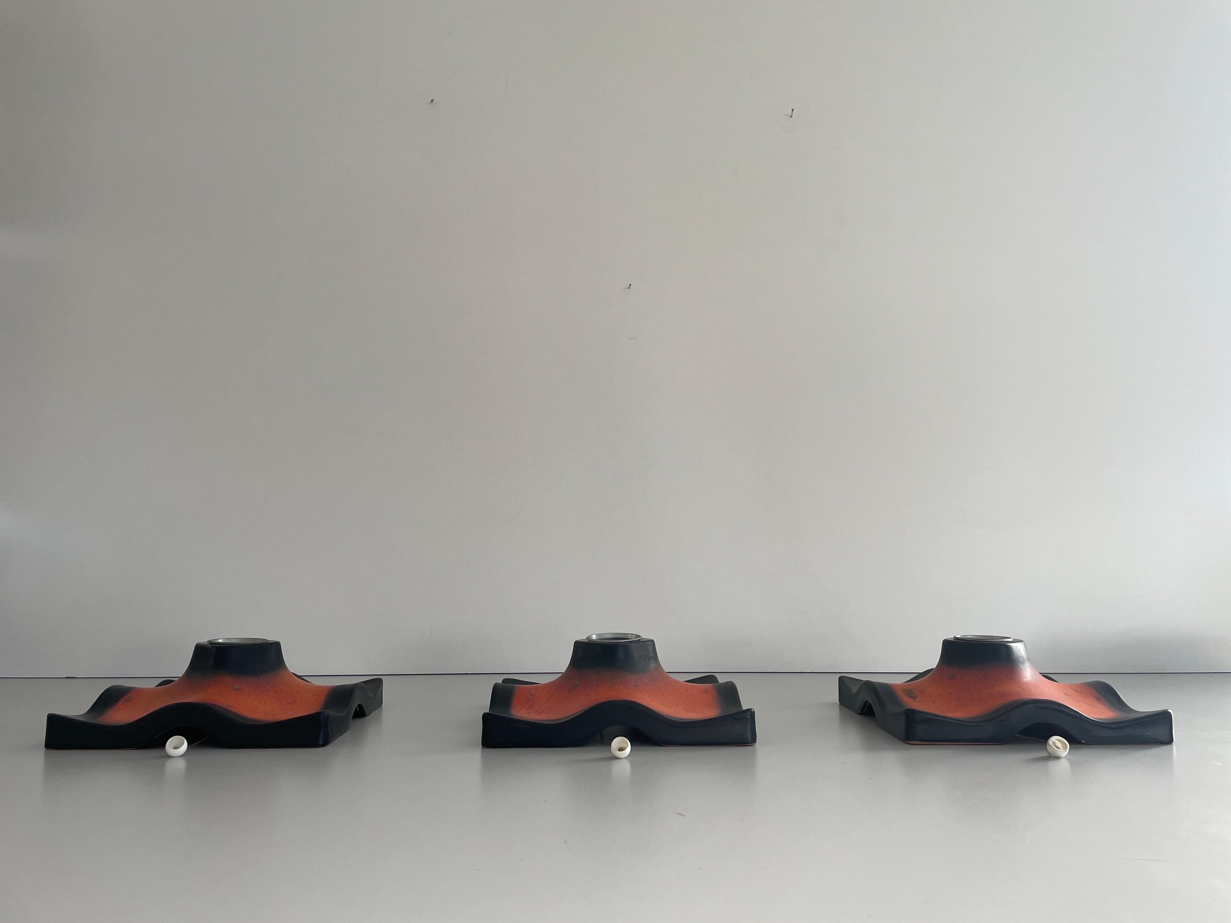 Set of 3 Ceramic Sconces by Pan-Leuchten, 1960s, Germany For Sale 1