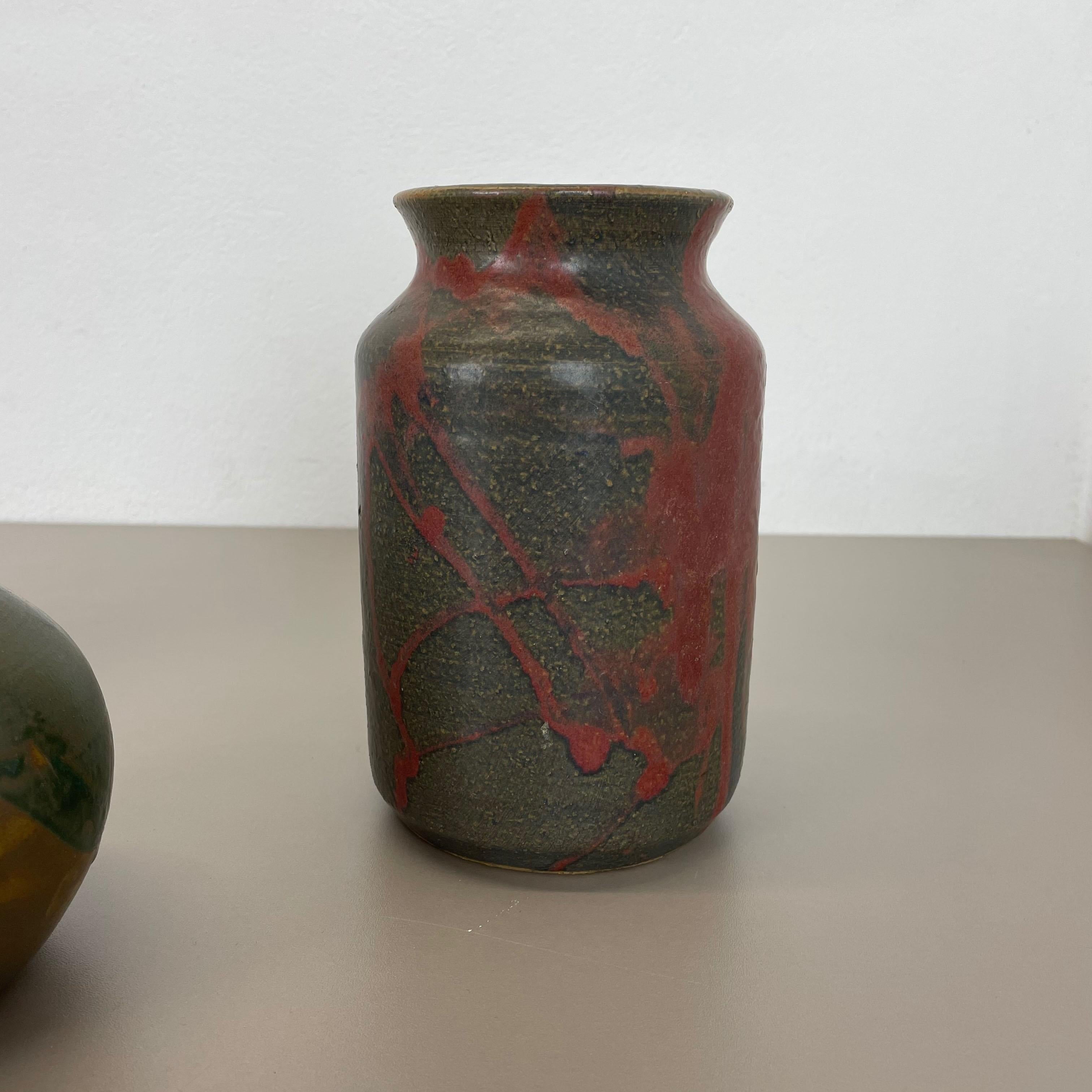 Set of 3 Ceramic Studio Pottery Vase by Elmar & Elke Kubicek, Germany, 1970s For Sale 6