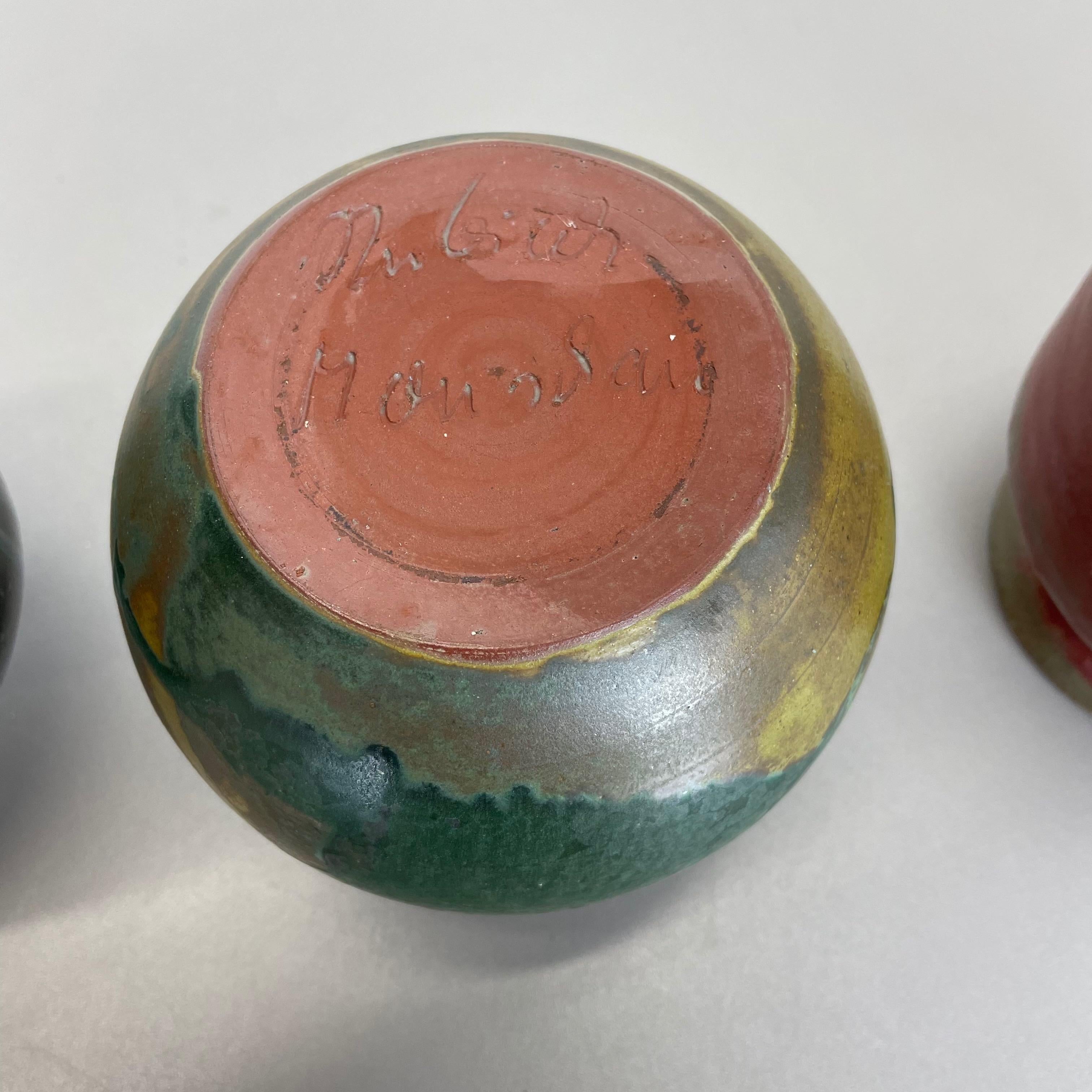 Set of 3 Ceramic Studio Pottery Vase by Elmar & Elke Kubicek, Germany, 1970s For Sale 13