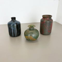 Set of 3 Ceramic Studio Pottery Vase by Elmar & Elke Kubicek, Germany, 1970s
