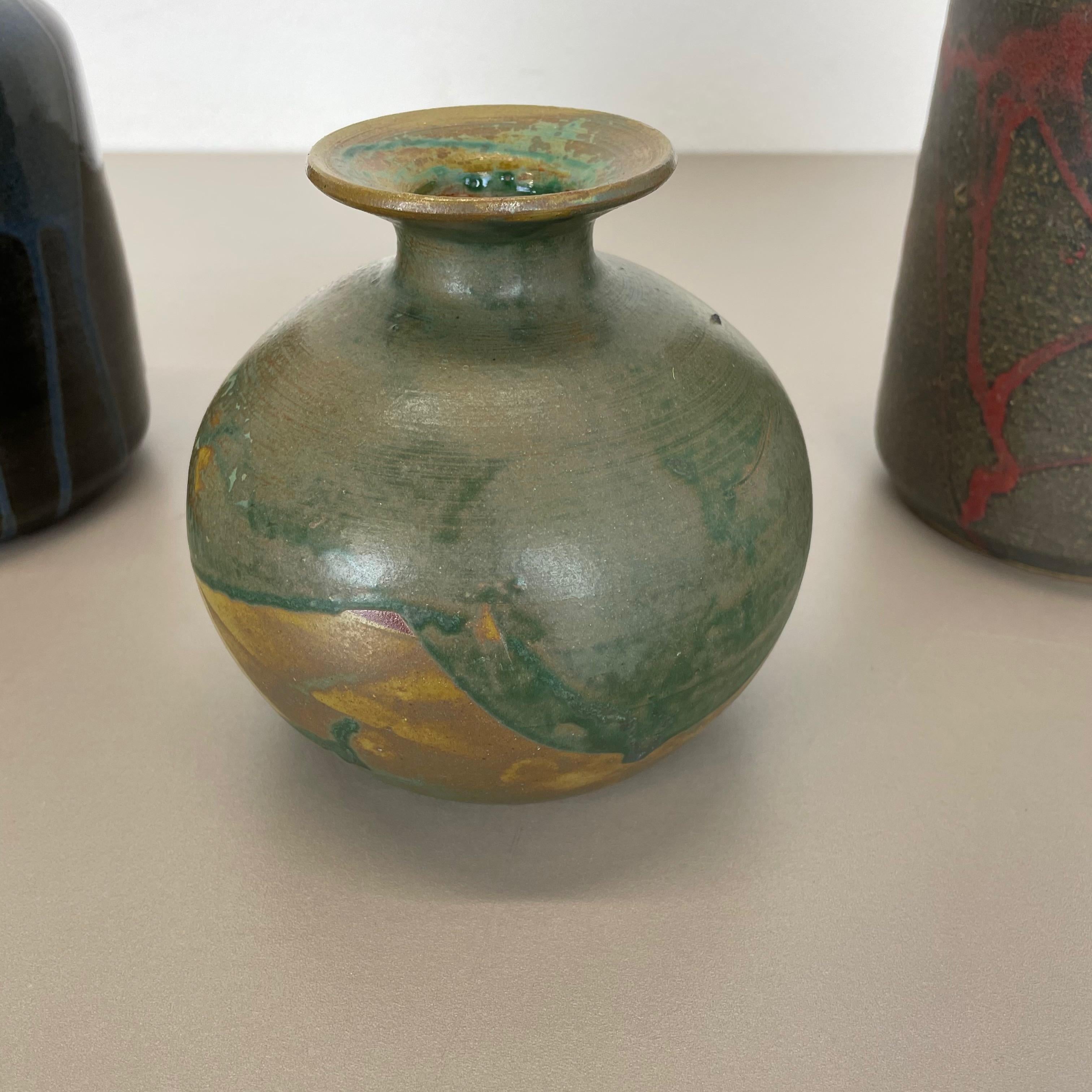 Tedesco Set di 3 vasi in ceramica Studio Pottery di Elke and Elke Kubicek, Germania, anni '70 in vendita