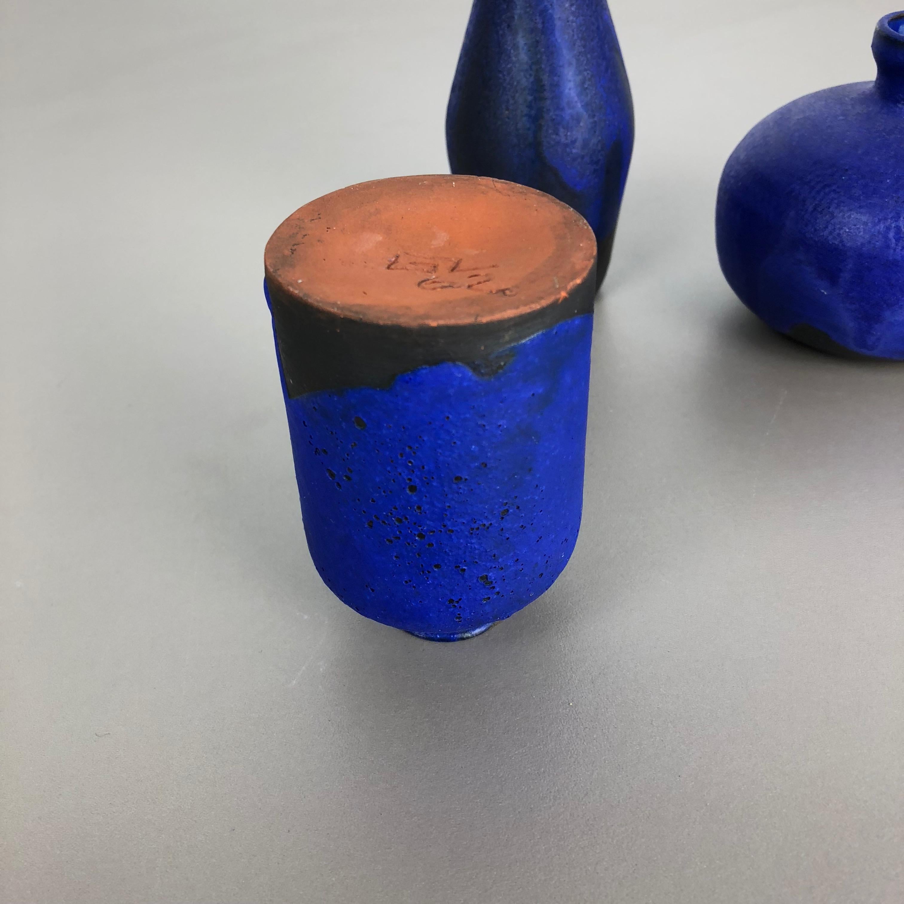 Set of 3 Ceramic Studio Pottery Vase by Gerhard Liebenthron, Germany, 1960s For Sale 9